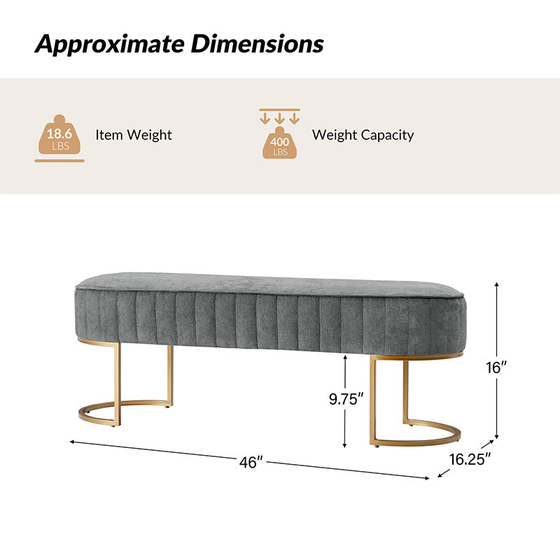 Damian Entryway Bench with Storage & Sturdy Metal Base - Modern Hallway Shoe Bench for Entryway, Living Room & Bedroom - Perfect for Organizing Shoes, Hats & Bags