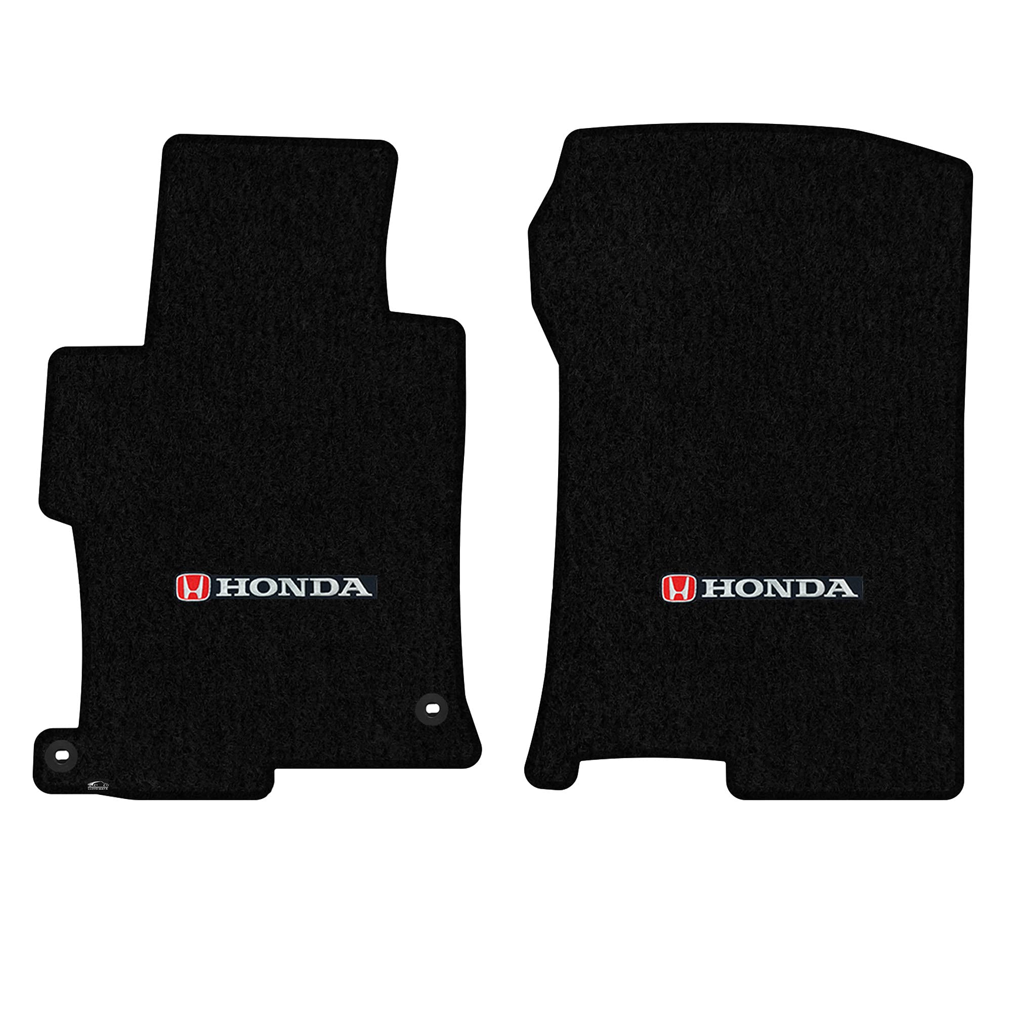 Premium Custom-Fit Carpet Floor Mats for 2013-2017 Honda Accord Coupe - Luxury Car Floor Liners with Silver & Red Honda Logo (Black, 2-Piece Front Set) | All-Weather Protection & Enhanced Interior Style