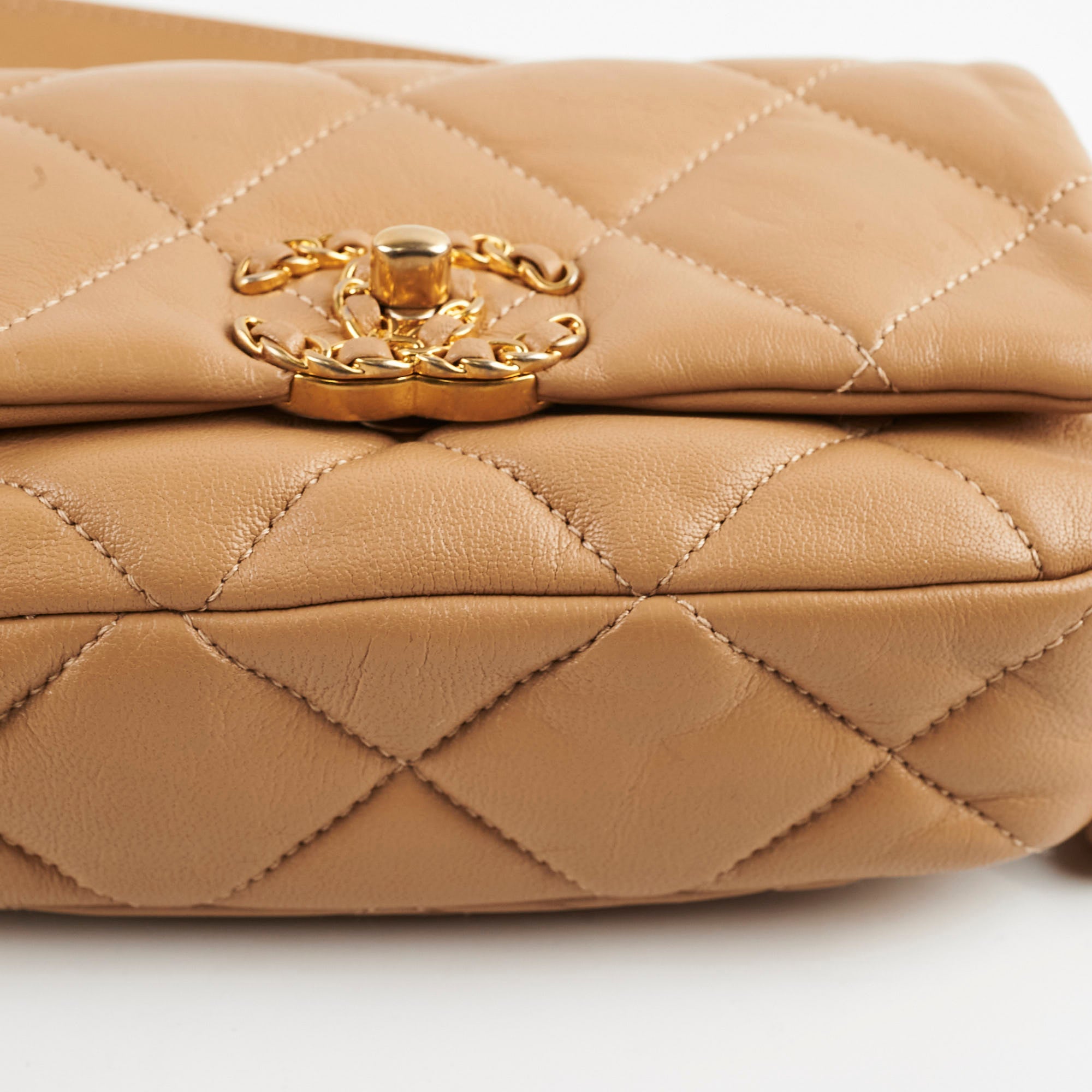 Chanel 19 Quilted Waist Belt Bag in Beige Calfskin Leather - Luxury Crossbody Fanny Pack for Women, Perfect for Daily Use, Travel & Fashion Outfits