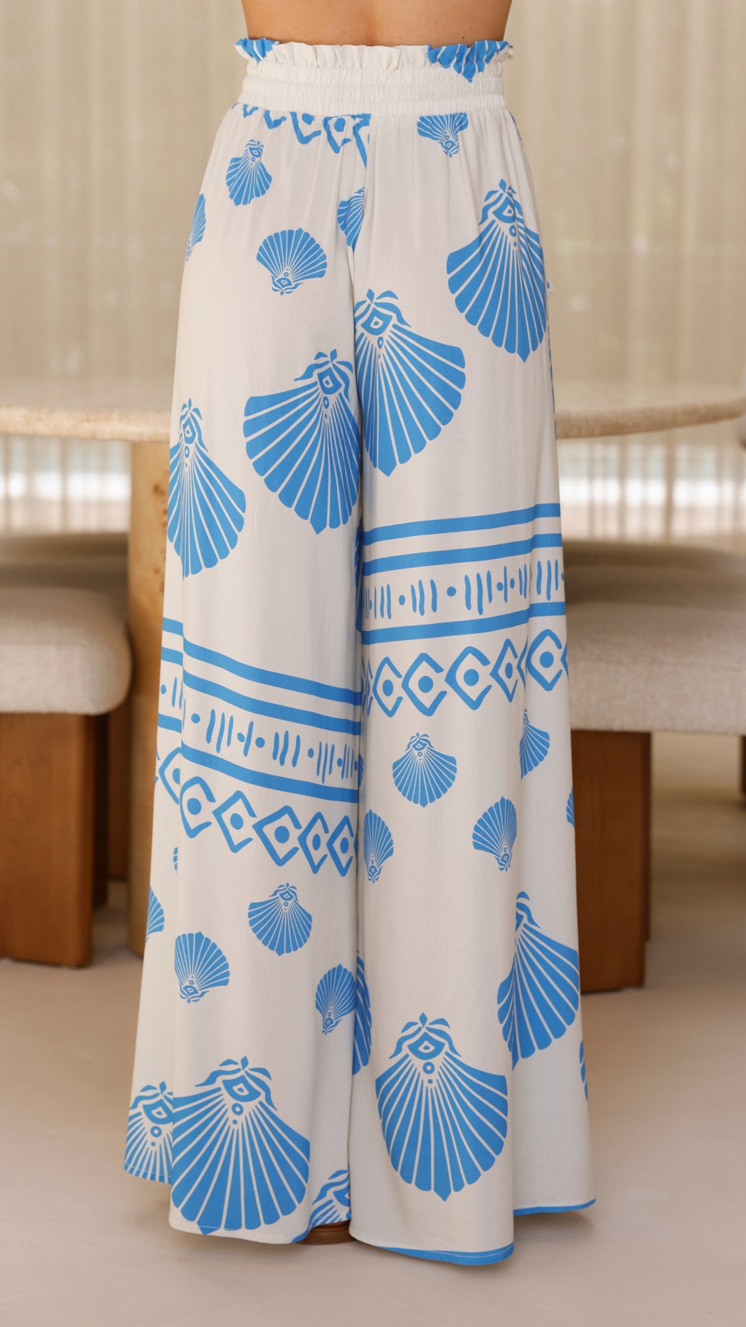 Avery Wide Leg Pants for Women - High Waisted Flowy Palazzo Trousers in Sea Shell Color | Perfect for Office, Casual Wear & Vacation Outfits