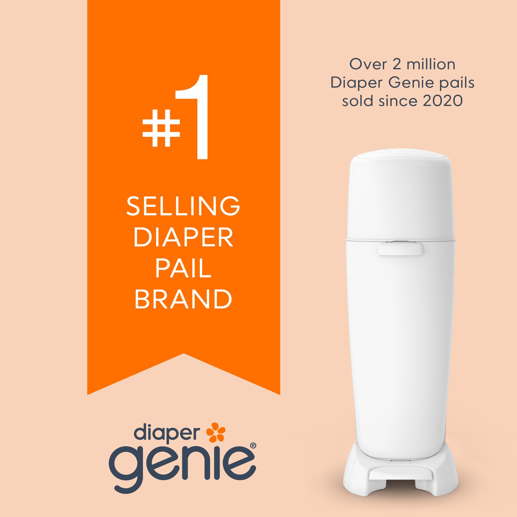 Playtex Diaper Genie Refill Bags - 8 Pack (2160 Count) for Diaper Pails | Odor Control & Easy Disposal | Perfect Baby Registry Gift & Nursery Essential