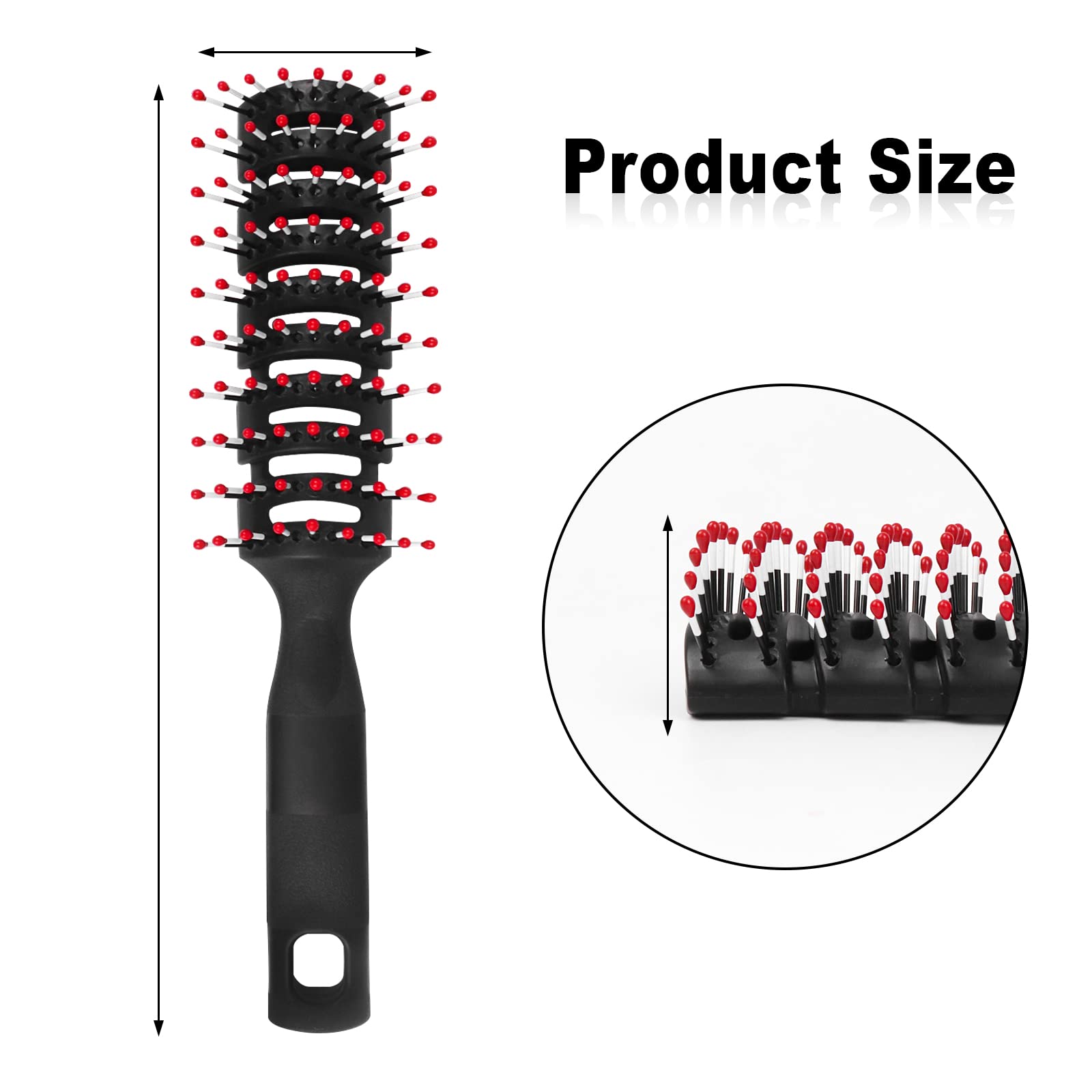 Bulk Hair Brushes Individually Wrapped - 7.7 Inch Pack of 12 for Curly Hair Styling - Perfect for Homeless Shelters, Nursing Homes, Hotels & Charity Donations (Black & Red) - Great for Travel, Salon & Personal Care Use