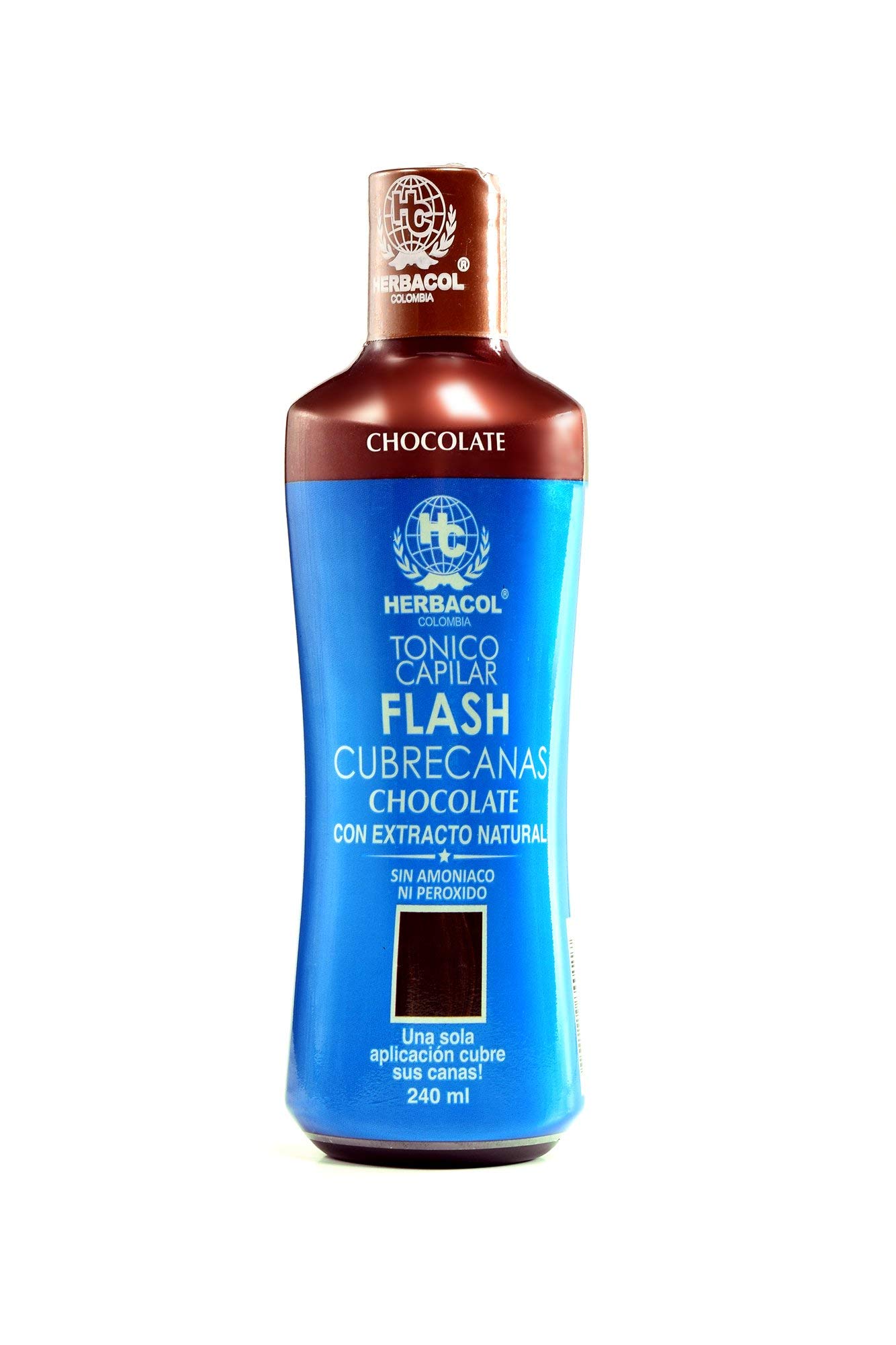 Natural Gray Hair Cover - Chocolate Brown, Ammonia & Peroxide Free 8.1oz (240ml) | Herbacol Flash Hair Dye for Women & Men - Quick & Gentle Coverage for Home Use & Salon Styling