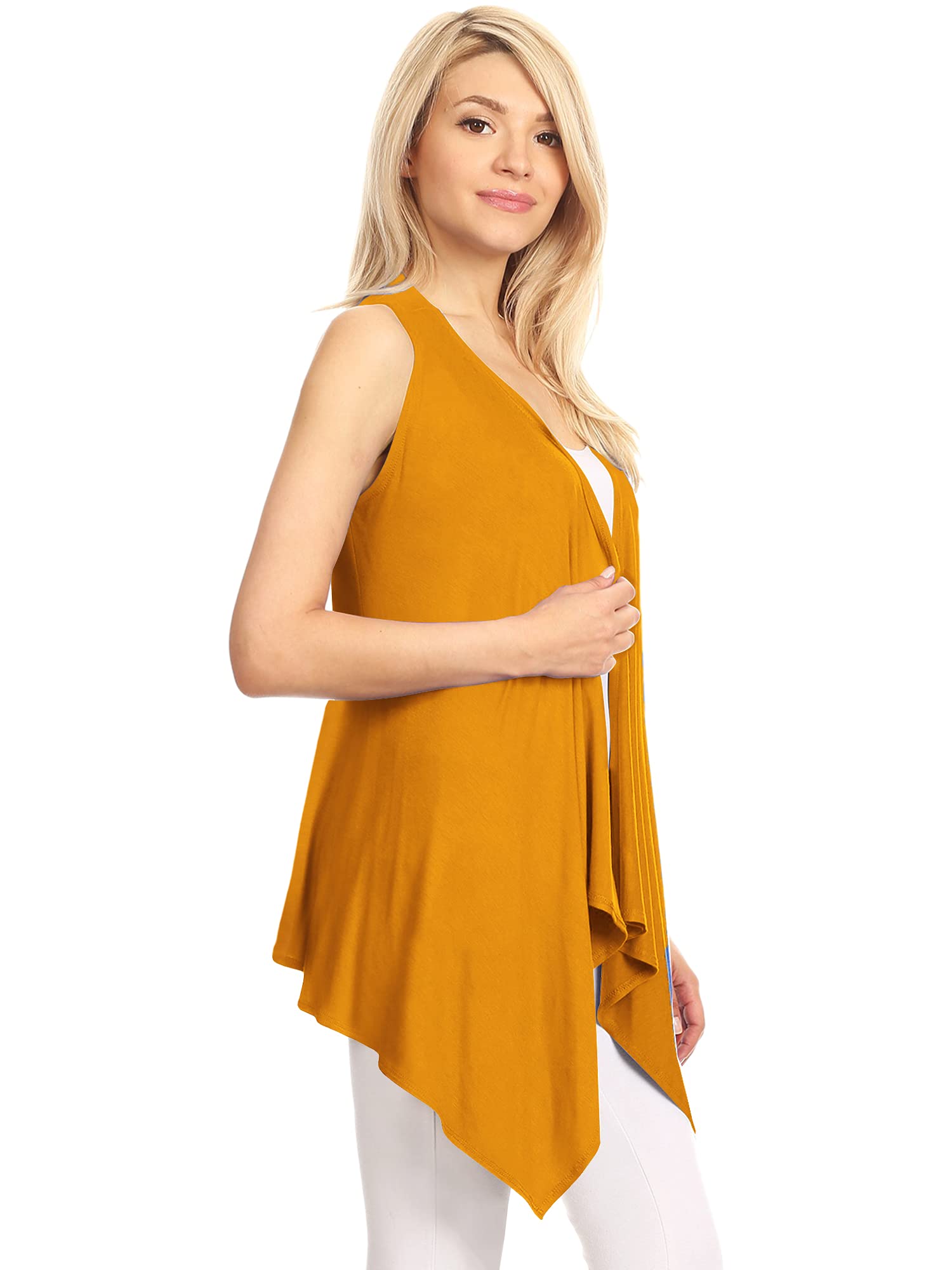 Made By Johnny Women's Lightweight Sleeveless Draped Open Cardigan - Summer Cover Up, Beach Wrap, Casual Layering Piece