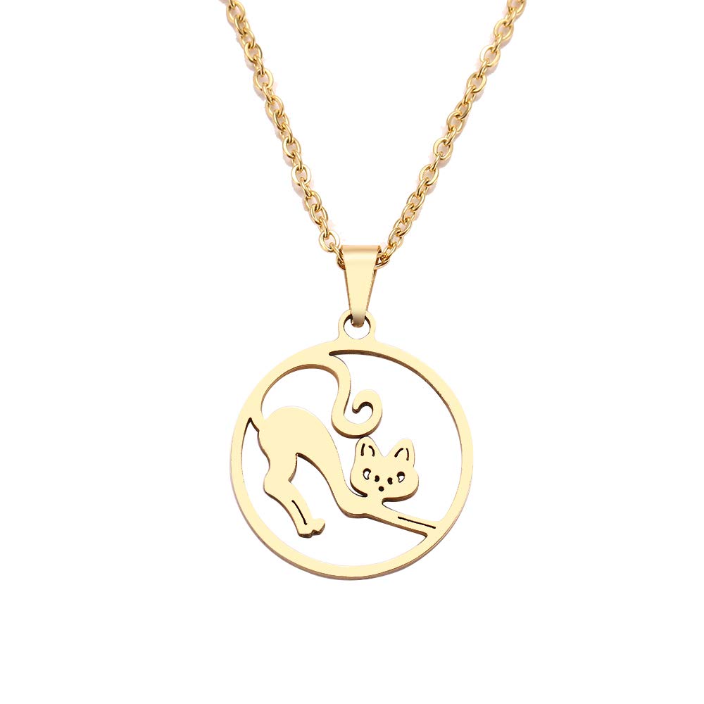 Elegant Cat Moon Necklace for Women & Teen Girls - Dainty Cat Pendant Jewelry for Birthday, Christmas & Valentine's Day Gifts - Perfect Friendship Necklace for Cat Lovers (Style 383B) | Wear to Work, Date Night or Special Occasions