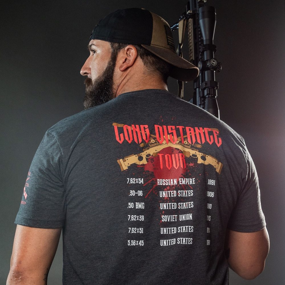 Sniper Tour T-Shirt for Men - Charcoal Gray Cotton Tee - Perfect for Outdoor Adventures, Concerts, and Casual Wear