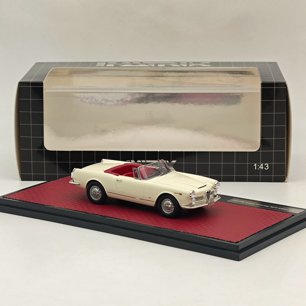 1/43 Scale Alfa Romeo 2600 Spider 1962-1965 White Resin Diecast Model Car - Limited Edition Collectible for Display & Italian Classic Car Enthusiasts