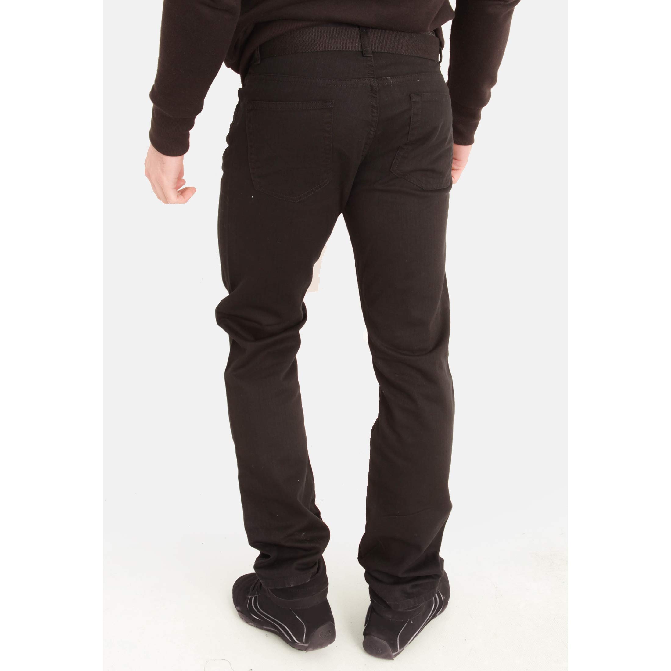 Duke Bedford Cord Jeans for Men - Stretch Comfort Fit Black Corduroy Pants with Adjustable Belt | Casual Wear, Work Pants & Everyday Outfits