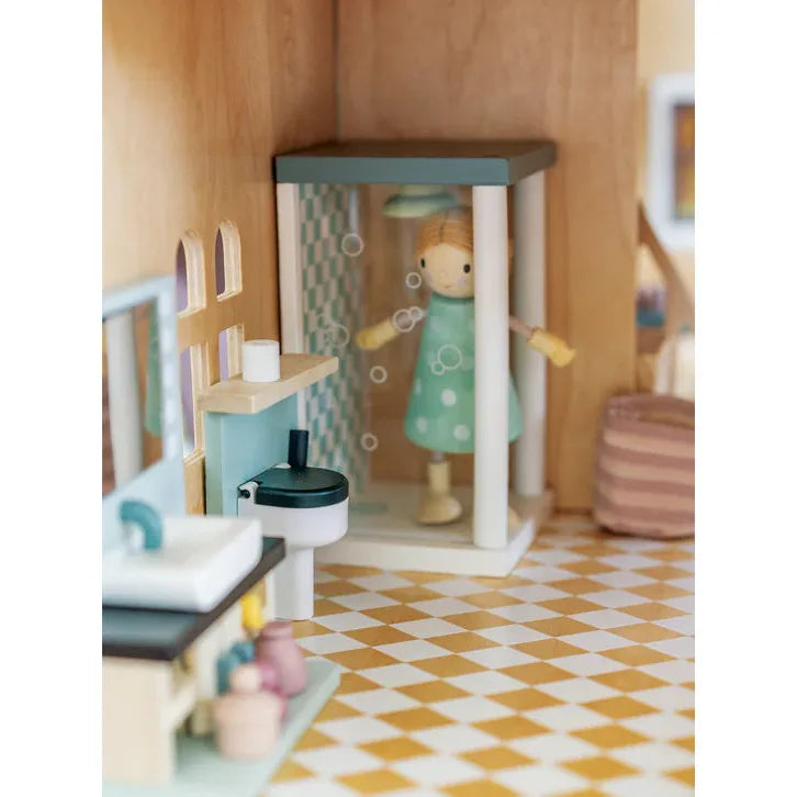 Miniature Dovetail Dollhouse Bathroom Furniture Set - Realistic Wooden Cabinets & Fixtures for DIY Dollhouse Decor - Perfect for Collectors & Kids Playroom Scenes