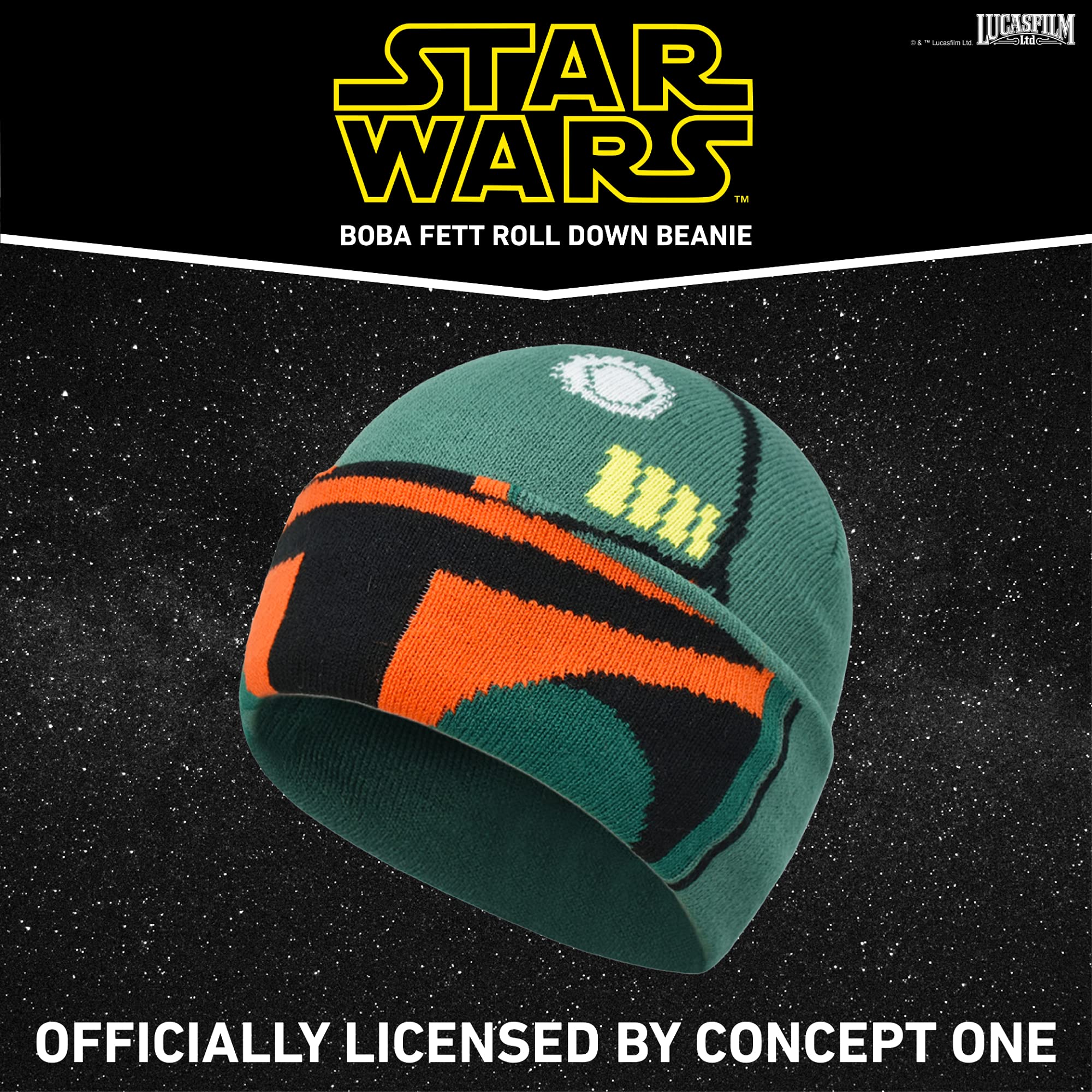 Star Wars Boba Fett Knitted Acrylic Winter Beanie Hat for Adults - Warm Cosplay Costume Accessory for Halloween, Comic Con & Cold Weather