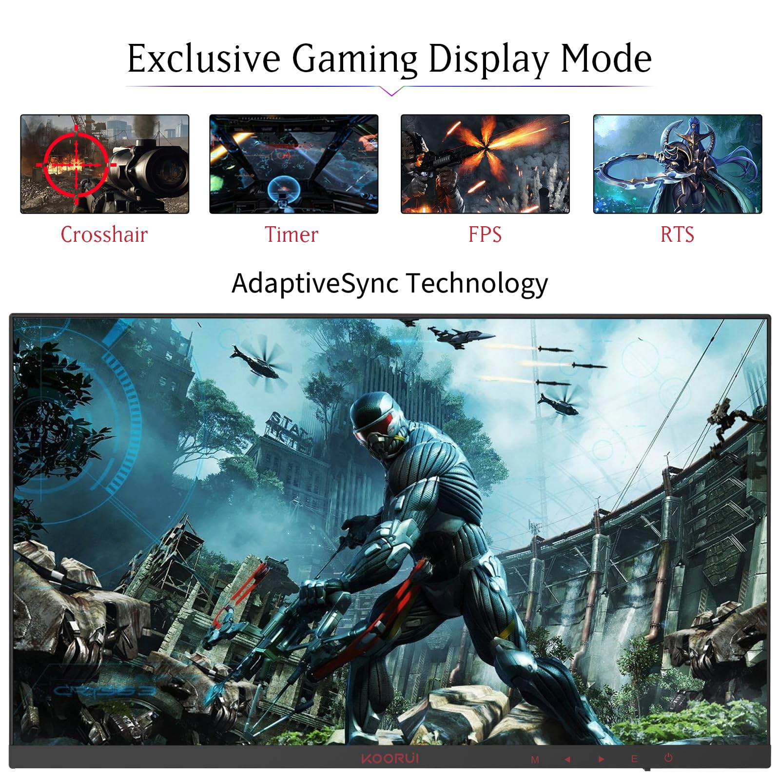 KOORUI 24 Inch FHD 1080P 165Hz Gaming Monitor with 1ms Response Time, AdaptiveSync Technology, Ultra-Thin VA LED Display, Dual HDMI & DP Ports, VESA Mount Compatible, Tilt Adjustable - Ideal for Esports, Home Office & Multimedia Entertainment