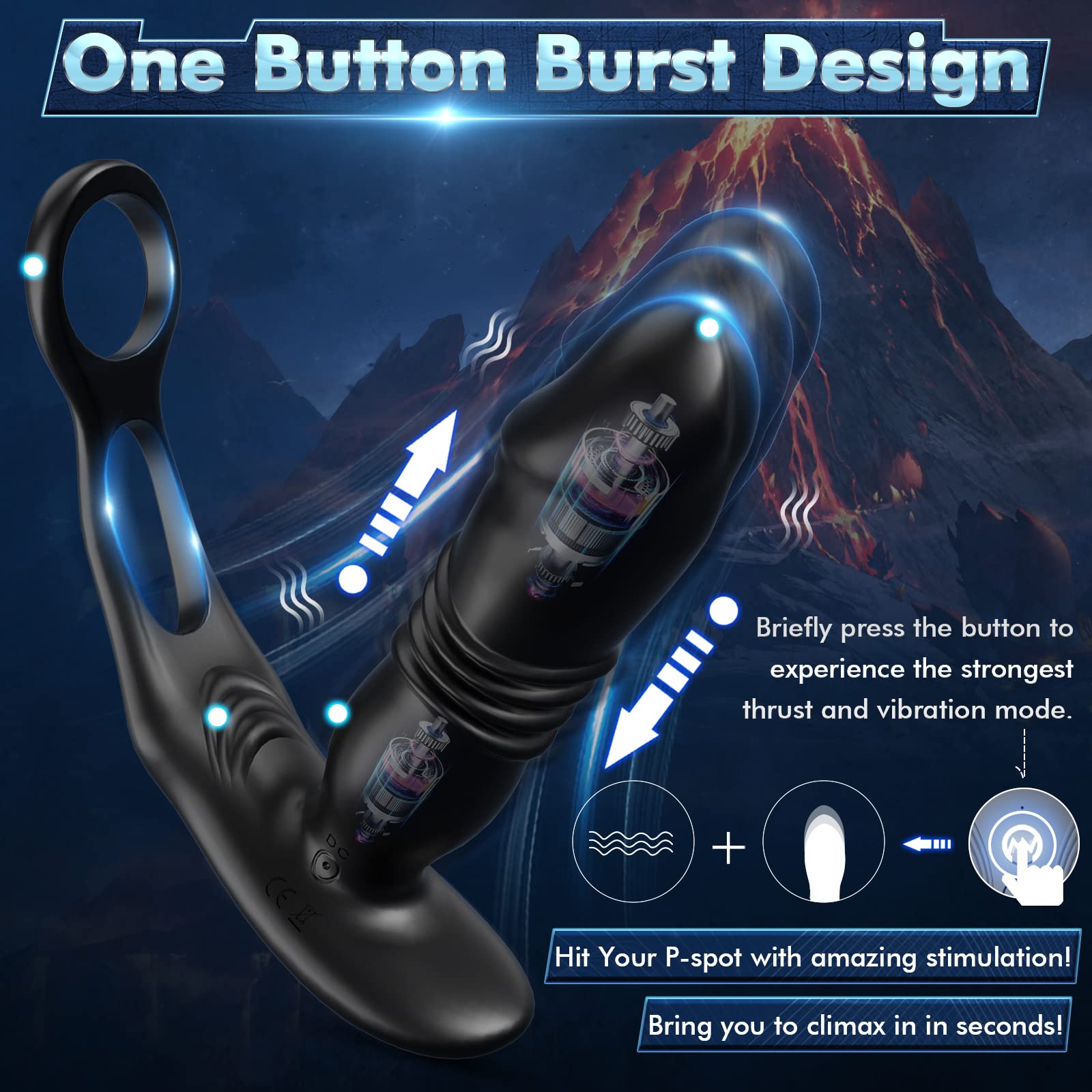 BEISAR Prostate Massager for Men - 12 Vibration Modes & 3 Thrusting Levels, Remote Control Anal Plug with Cock Ring - Adult Sex Toy for Couples & Solo Play - Perfect for Prostate Stimulation, Enhanced Pleasure & Intimate Moments