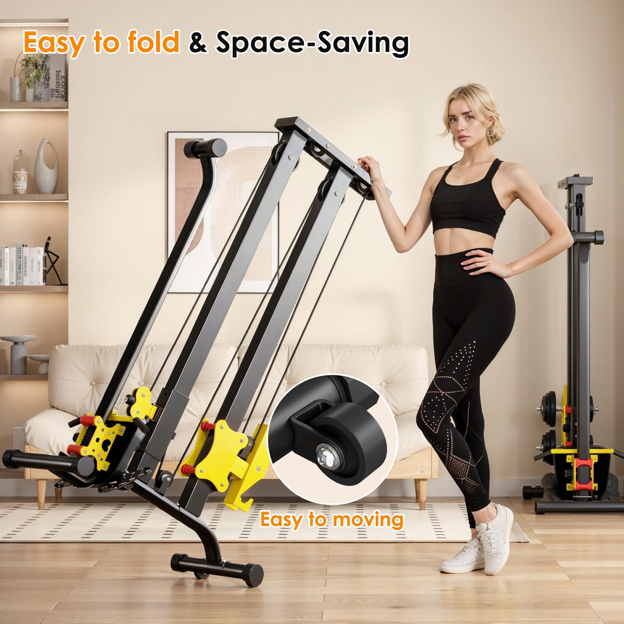 Soges Foldable LAT Pull Down and Rowing Machine - Multi-Functional Low Row Cable LAT Tower for Home Gym, Strength Training & Full Body Workout | Perfect for Small Spaces & Home Fitness Enthusiasts