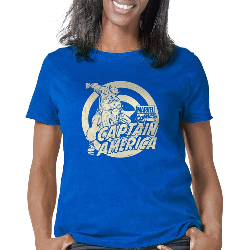 Vintage Captain America Women's T-Shirt | Retro Marvel Superhero Graphic Tee | Casual Wear, Cosplay & Comic Con Outfits
