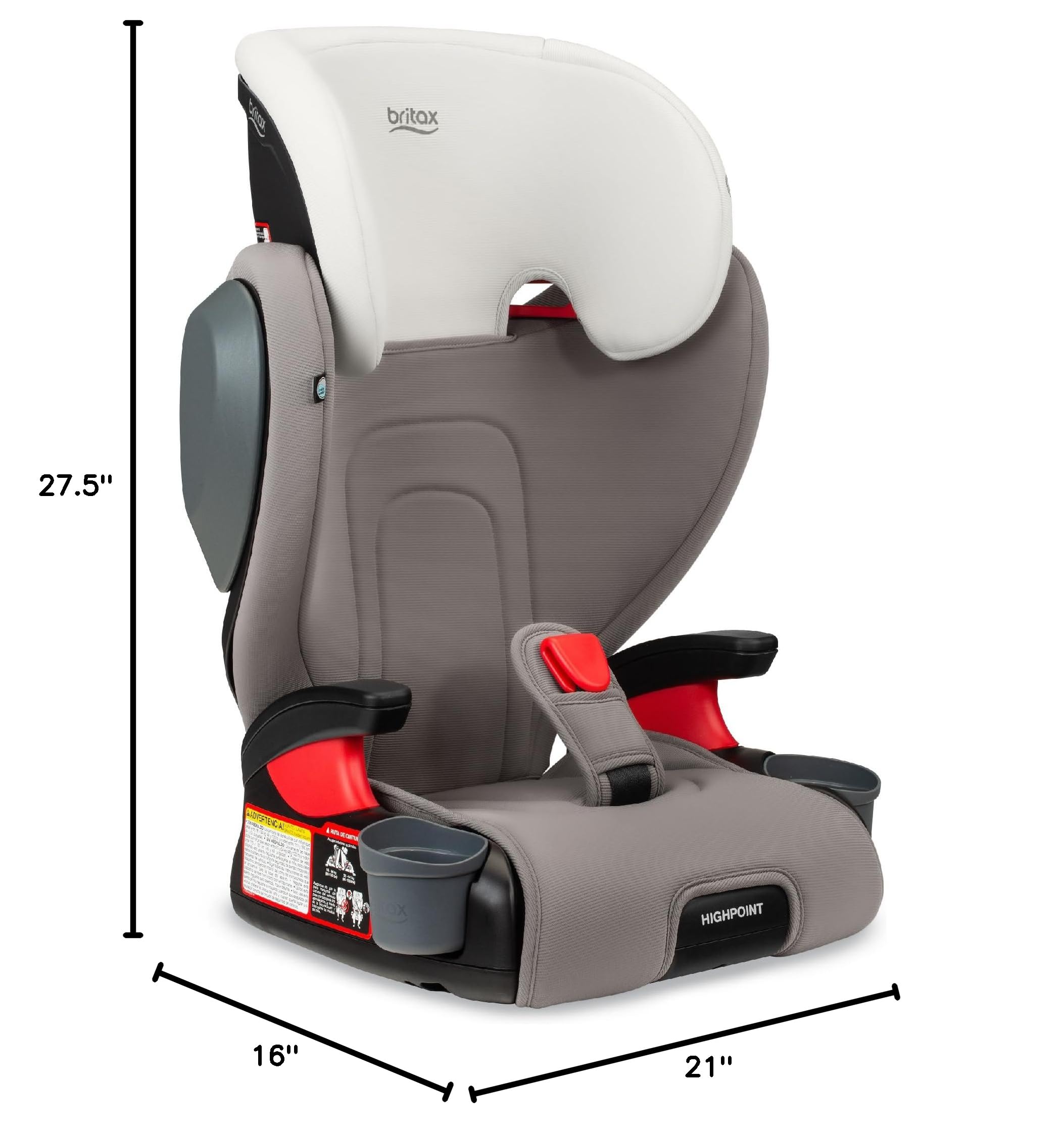 Britax Highpoint Backless Belt-Positioning Booster Car Seat for Kids - SafeWash Gray Ombre | Lightweight & Comfortable | Ideal for Travel, School & Daily Commute