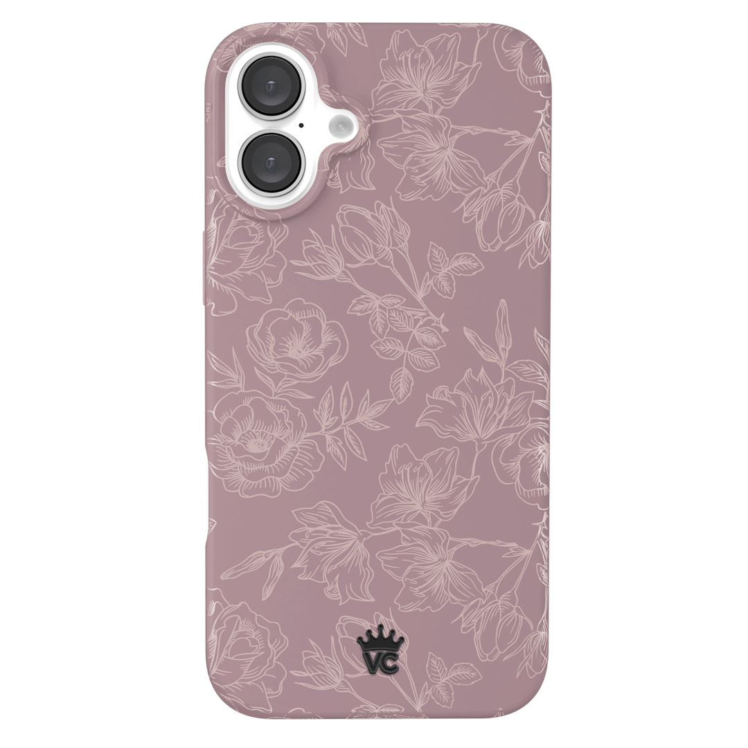 Dusty Rose Chrome Floral iPhone Case - Elegant Protective Cover for iPhone 13/14/15 Pro Max - Perfect for Everyday Use, Travel & Gift Giving