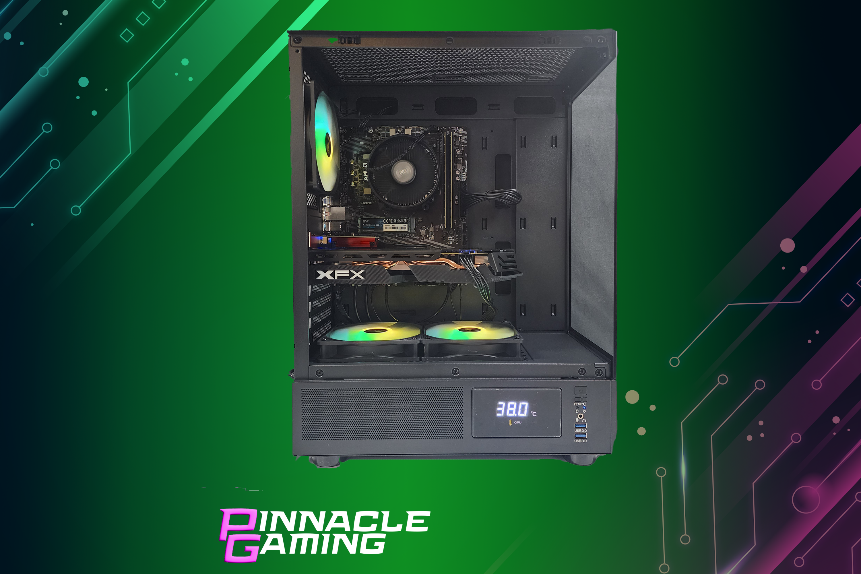 Custom Gaming PC - AMD Ryzen 5, RTX 3050, 2TB SSD, 16GB DDR4 RAM, Black Atlas Case - High Performance Desktop Computer for Gaming, Streaming & Content Creation