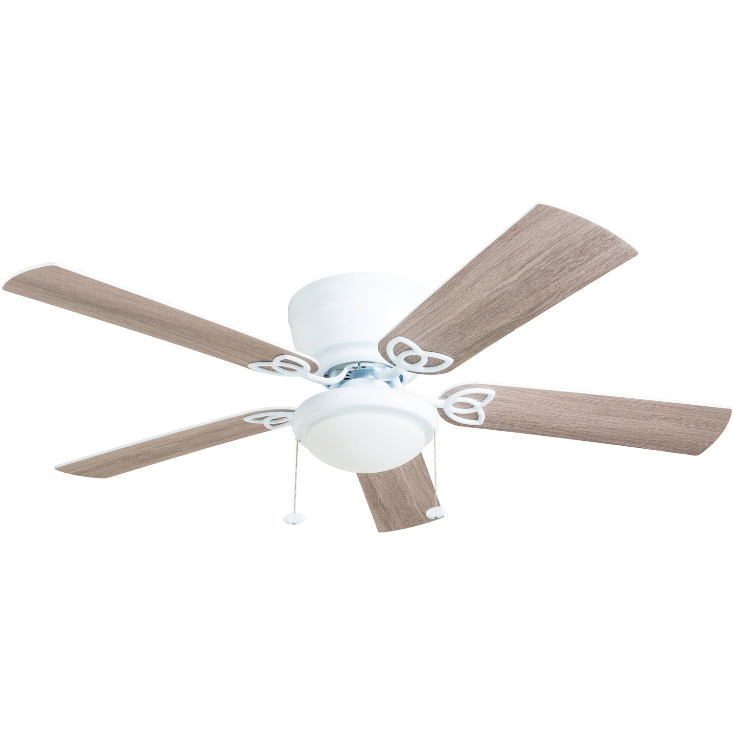 52 Inch Benton White Ceiling Fan with Pull Chain - Energy Efficient Indoor Cooling for Living Room, Bedroom & Office