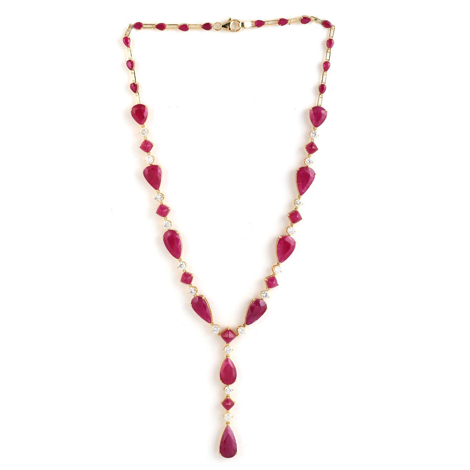 Faceted Natural Ruby Gemstone Choker Necklace in Solid 18K Yellow Gold - Elegant Wedding Gift for Bride, Anniversary & Special Occasions