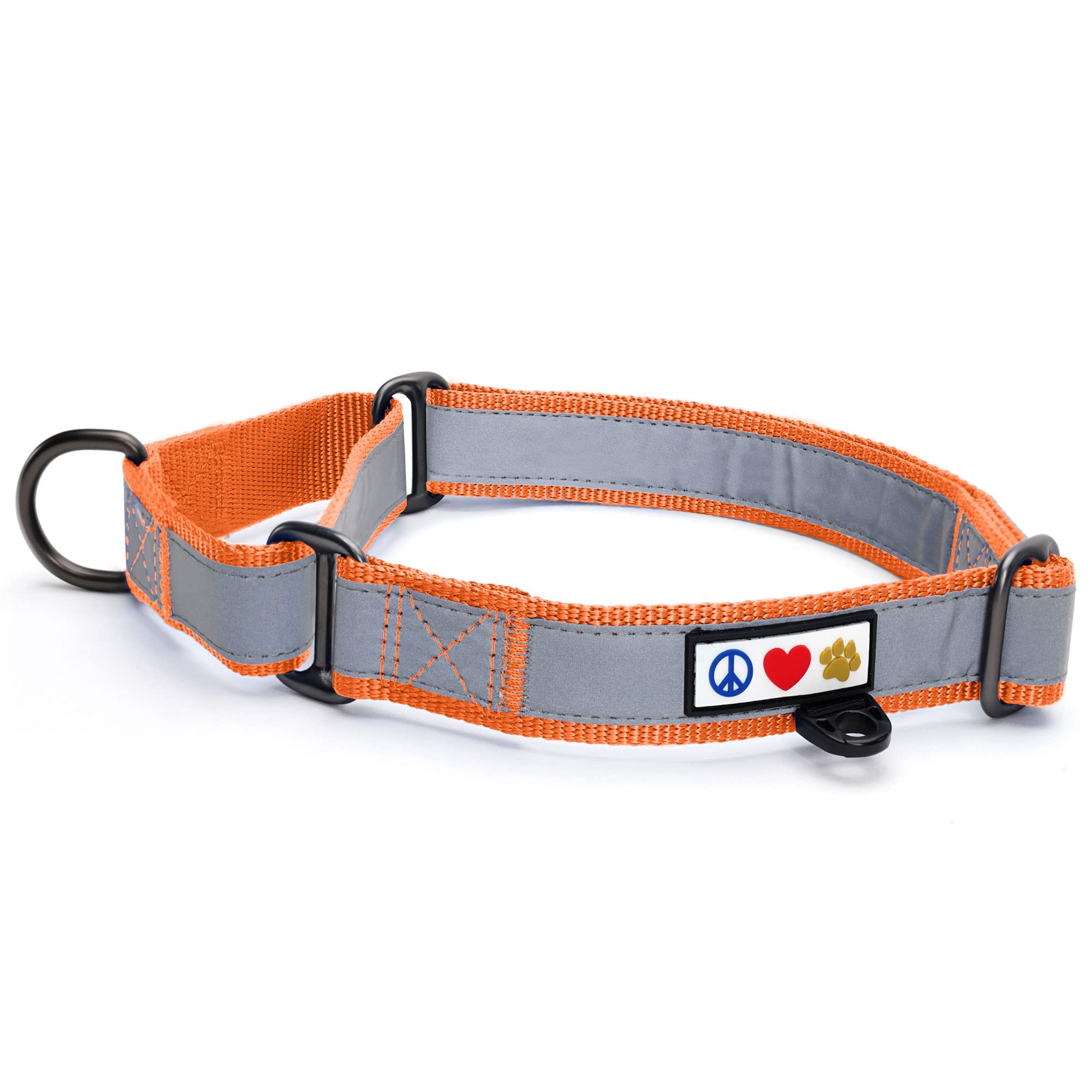 **Pawtitas Martingale Dog Collar - Reflective, Adjustable Training Collar for Medium Dogs, Orange - Perfect for Walking, Training & Nighttime Safety**