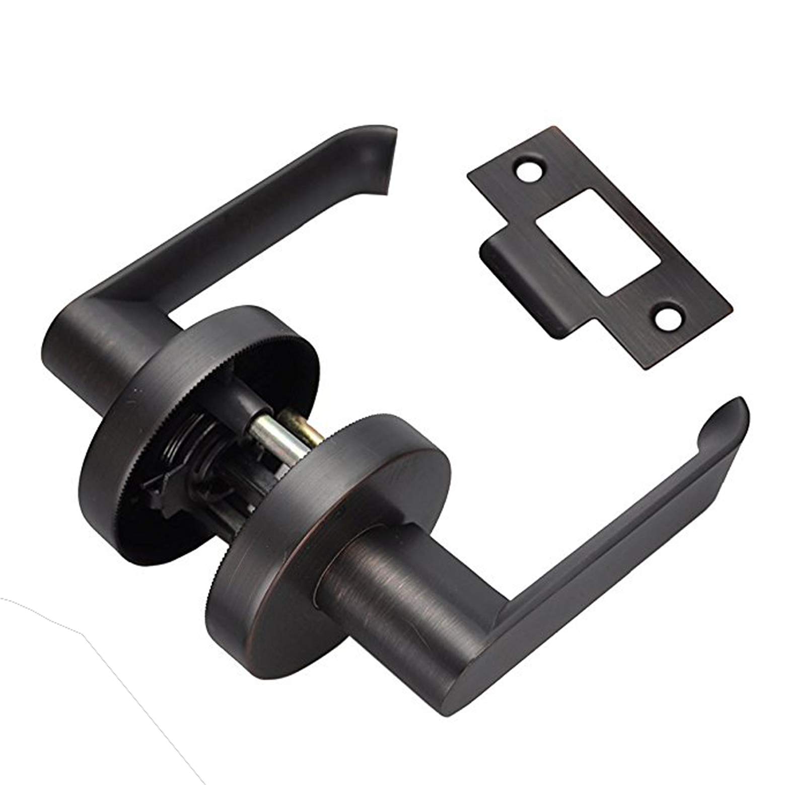 Premium Slim Square Passage Lever Door Handle Set - Heavy Duty Oil Rubbed Bronze Finish, Reversible for Left/Right Handed Doors - Perfect for Hallway, Closet & Interior Doors - Durable Hardware for Home & Office Use