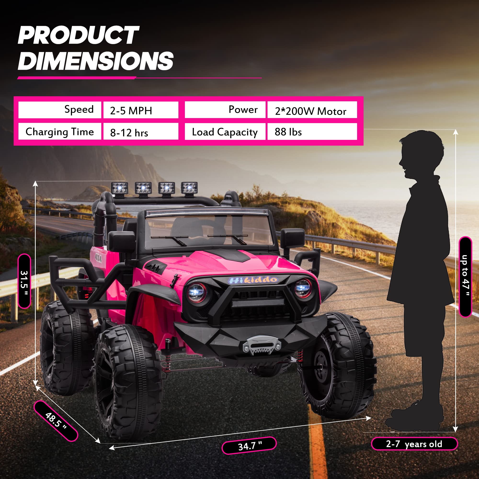 24V Kids Ride on Truck 2 Seater - Electric Toy Car with Parent Remote Control for Boys & Girls | Outdoor Play, Birthday Gift, Backyard Fun
