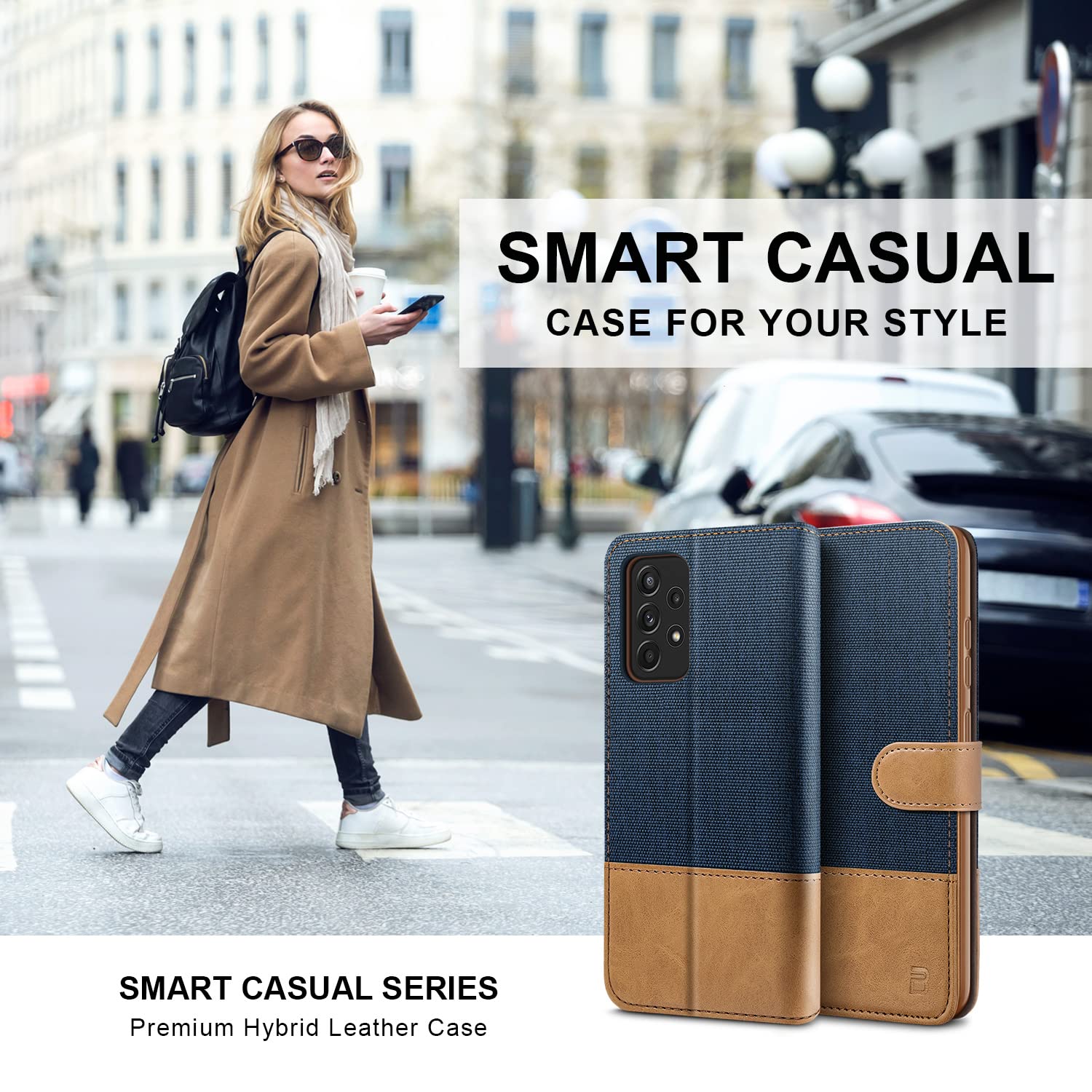 Samsung Galaxy A52S 5G Case - PU Leather Wallet Cover with Magnetic Closure, Card Slots & Coin Pouch | Protective Phone Case for Samsung A52S | Perfect for Work, Travel & Everyday Use (Blue)