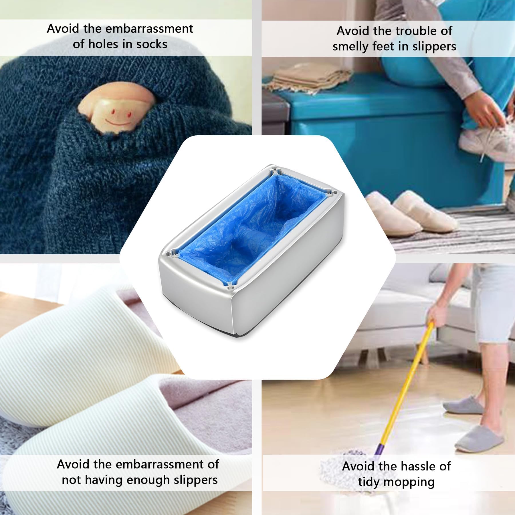Automatic Shoe Cover Dispenser Machine with 200pcs Disposable Non-Slip Shoe Covers - Blue | For Home, Office, Supermarket, Hospital & Factory Use | Keep Floors Clean & Hygienic