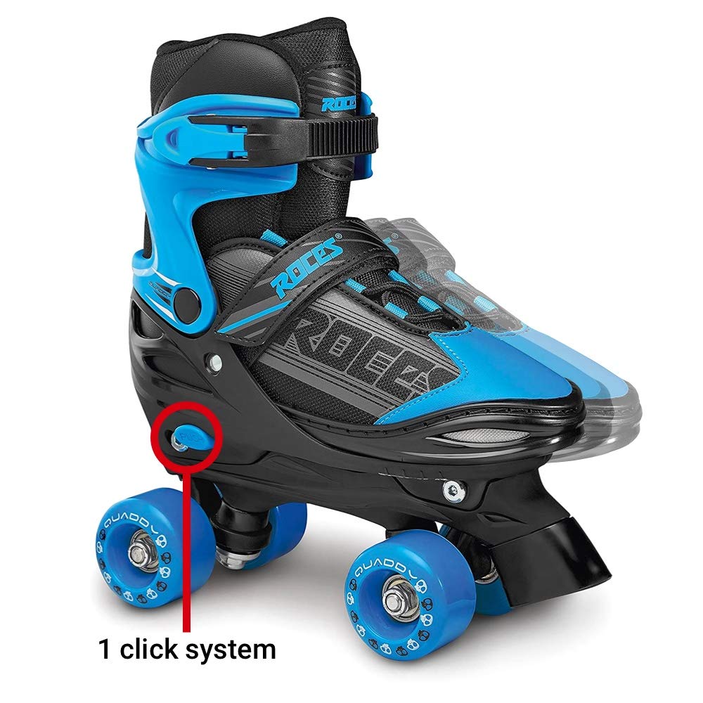 Roces Adjustable Kids Roller Skates for Boys - Quaddy Style with Size Adjustment - Perfect for Outdoor Play, Skate Parks & Birthday Gifts