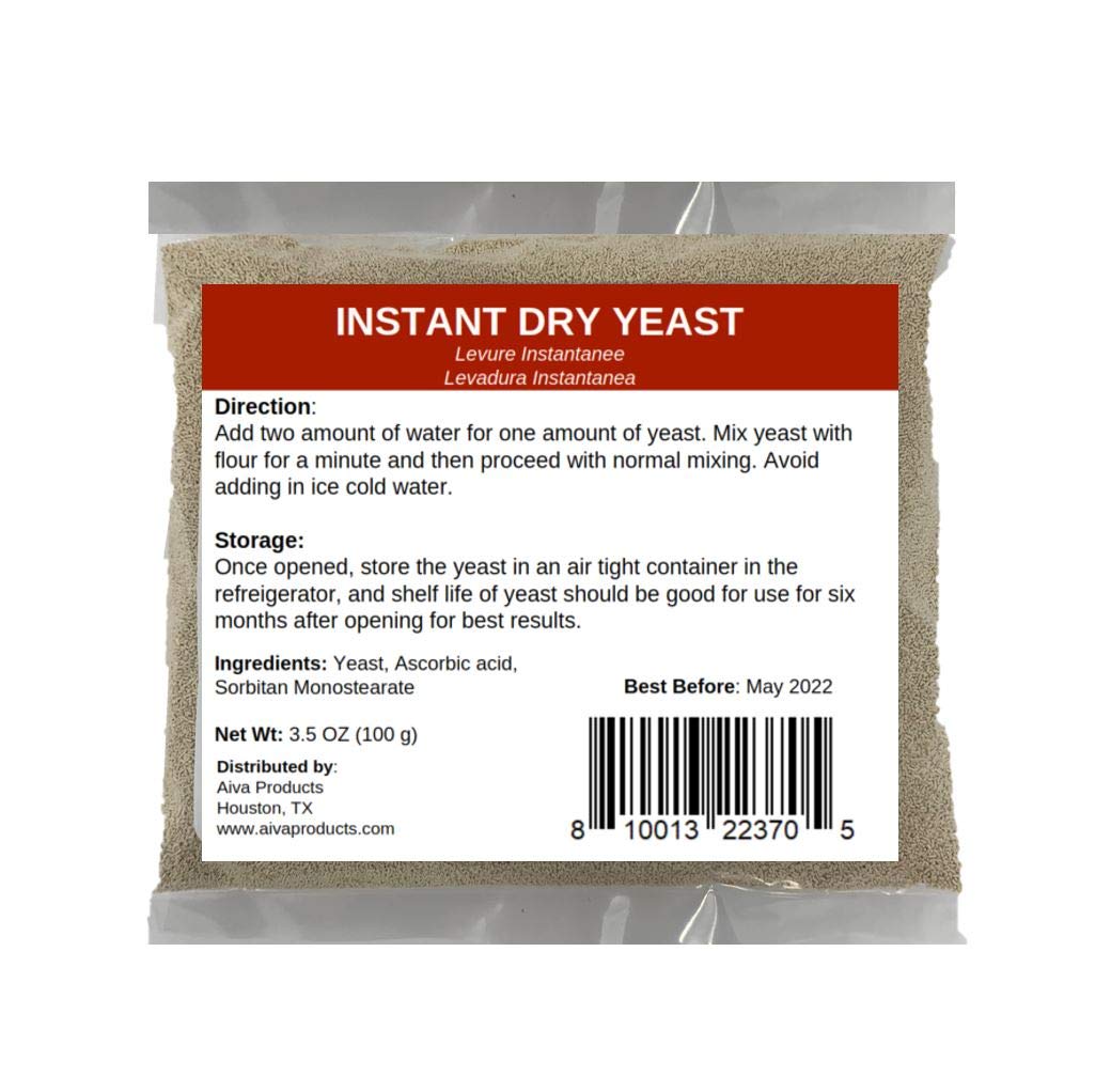 Aiva Instant Dry Yeast 100g (3.5 oz) Bulk Pack - Fast Acting Bread Yeast for Baking Bread, Cakes, Pizza & Dough | Vegan Baking Essential (2 Pack) | Perfect for Homemade Bread, Artisan Pizza & Quick Baking at Home