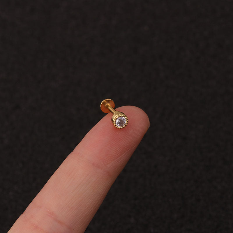 16G Labret Back Earrings - Surgical Steel Push Pin Earrings with Flat Back Stud | HSPJ217 | Perfect for Lip, Nose, Cartilage Piercings & Everyday Wear