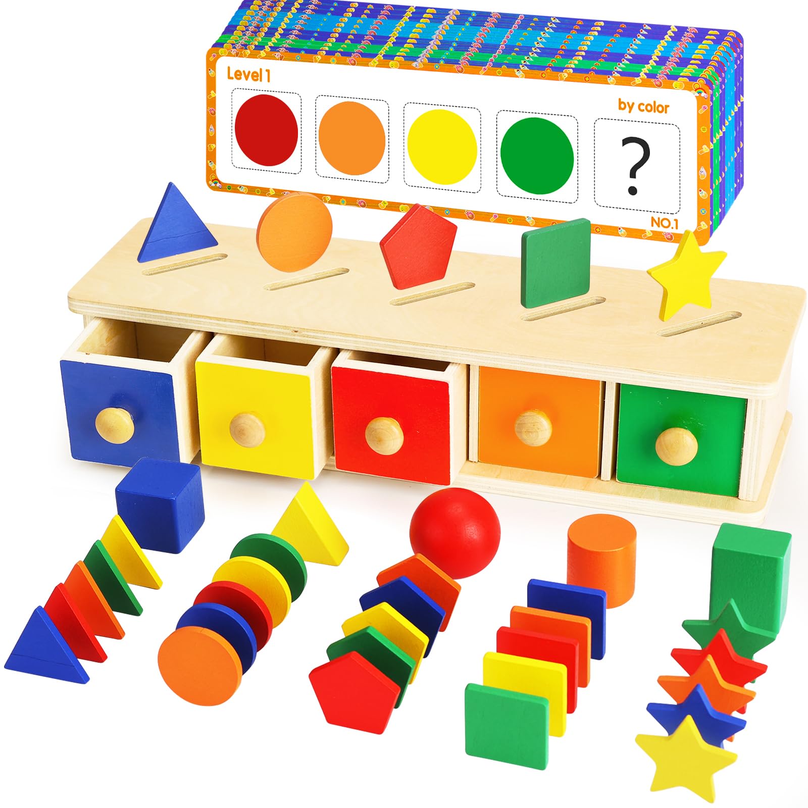 Montessori Wooden Color & Shape Sorting Toy for Toddlers 1-4 Years - Educational Matching Box with Blocks for Preschool Learning | Perfect Gift for Boys & Girls | Great for Early Childhood Development & Sensory Play