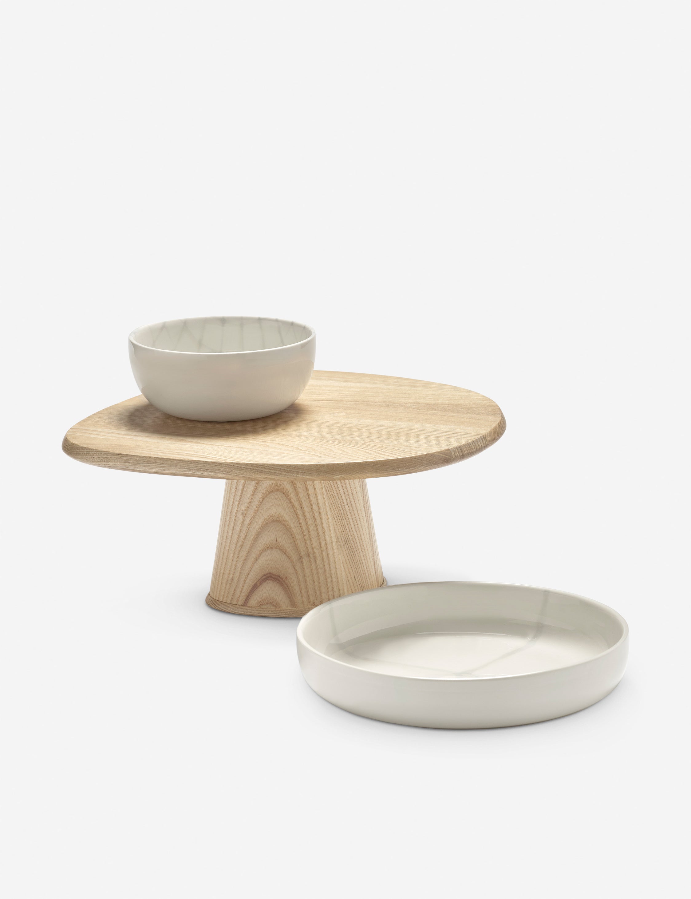 Kelly Wearstler x Serax Dune Ash Wood Cake Stand - Elegant Dessert Display for Weddings, Parties & Home Decor