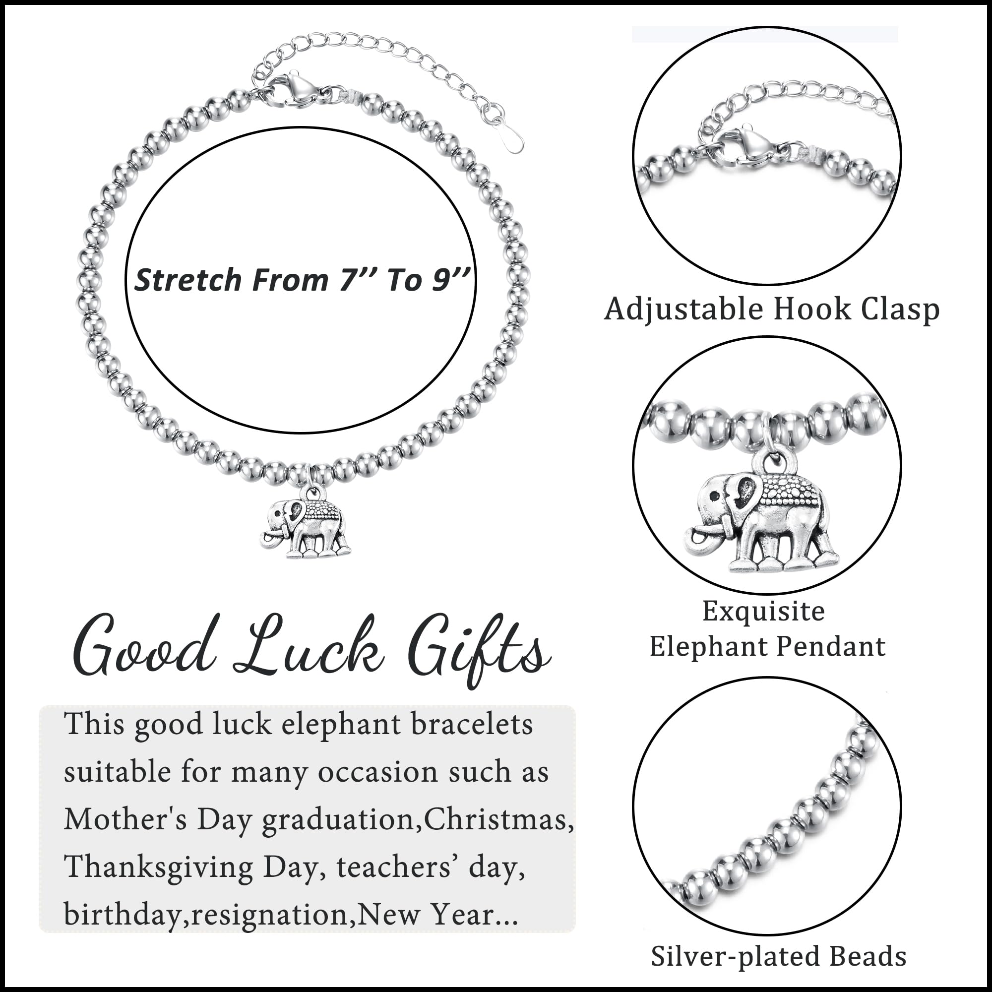 Lucky Elephant Charm Bracelet for Women & Girls - Thoughtful Friendship Gift for Good Luck & Positive Vibes | Perfect for Birthdays, Anniversaries & Everyday Wear