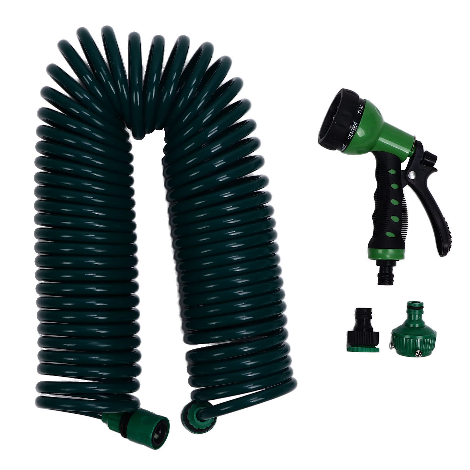 EVA Garden Spring Water Hose - 15m Telescopic Coil Hose with 7 Spray Modes for Car Washing, Plant Watering & Outdoor Cleaning | Flexible Expandable Water Pipe for Lawn, Garden & Home Use