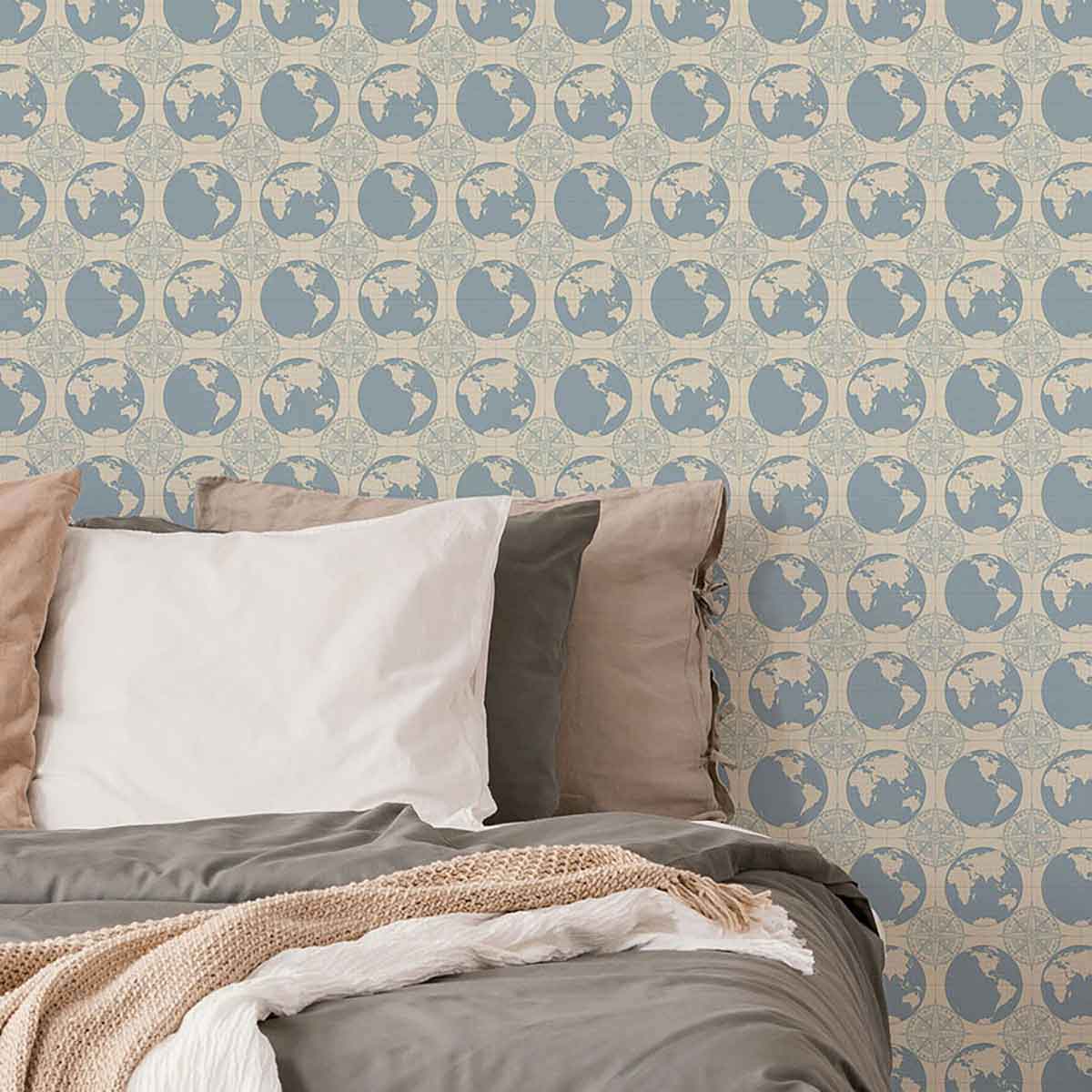 Blue Globe Peel and Stick Removable Wallpaper 8062 - Self-Adhesive Wall Decor for Bedroom, Nursery, Office & Home Renovation