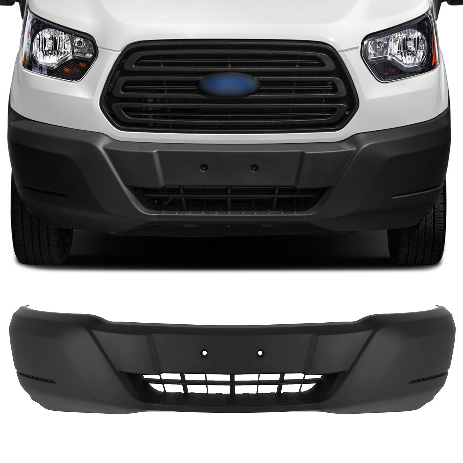 Replacement Black Front Bumper Cover for Ford Transit-350 HD (2015-2019) - Durable Aftermarket Bumper for Commercial Vans & Work Trucks