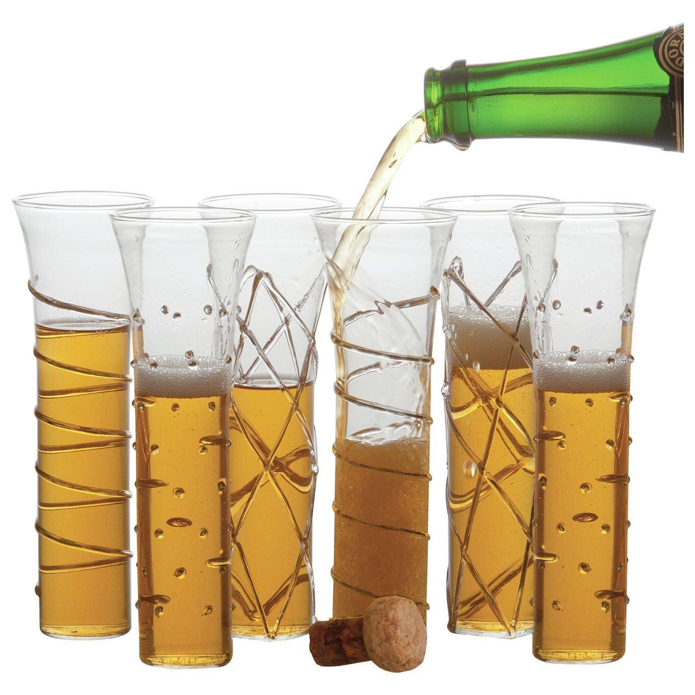 Luxury Gold Champagne Glasses Set of 6 - Elegant Flutes for Weddings, Parties & Special Occasions