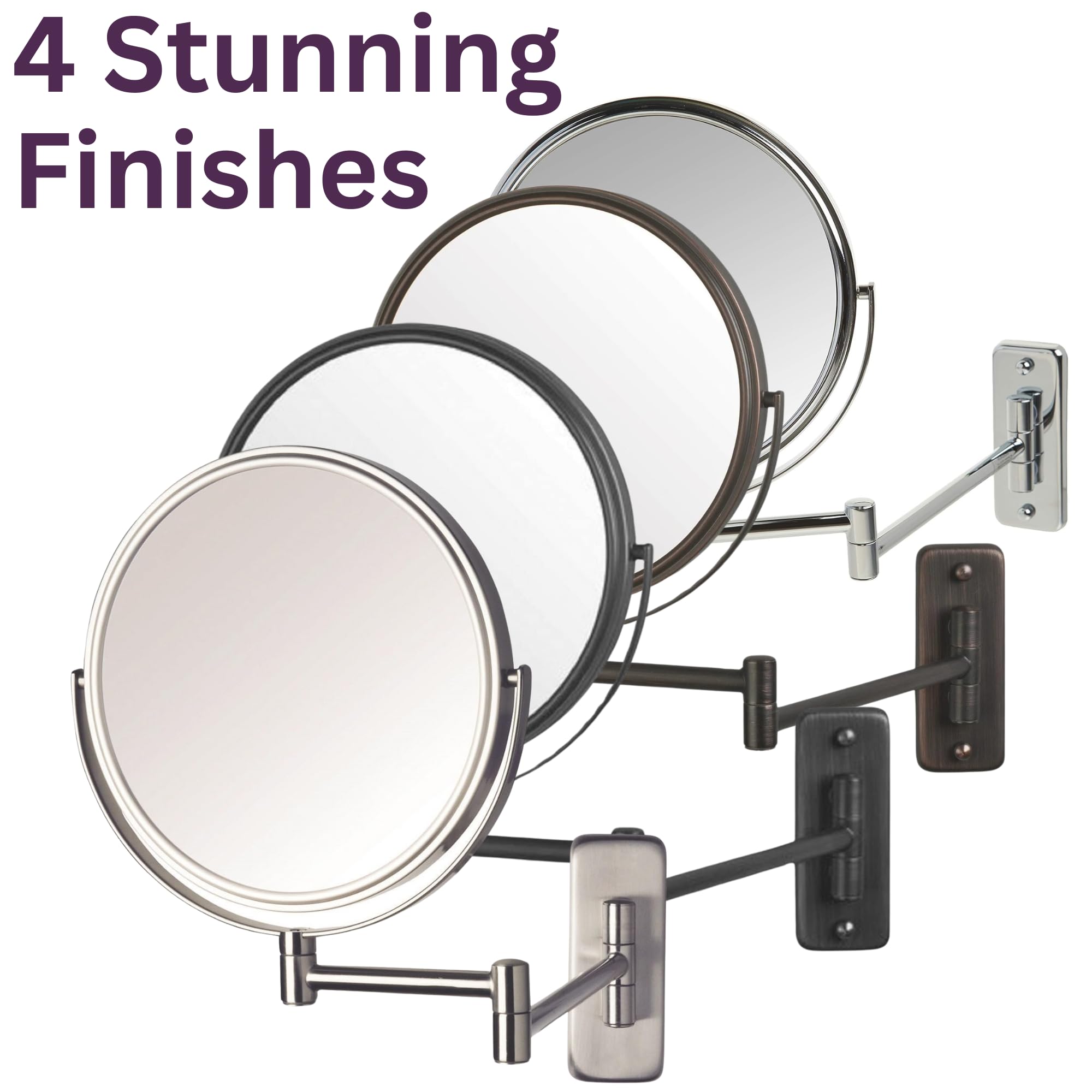 JERDON 8-Inch Two-Sided Wall-Mounted Makeup Mirror with 5X Magnification - Bronze Finish Vanity Mirror for Bathroom & Bedroom - Perfect for Makeup Application, Skincare Routine and Hair Styling - Model JP7506BZ