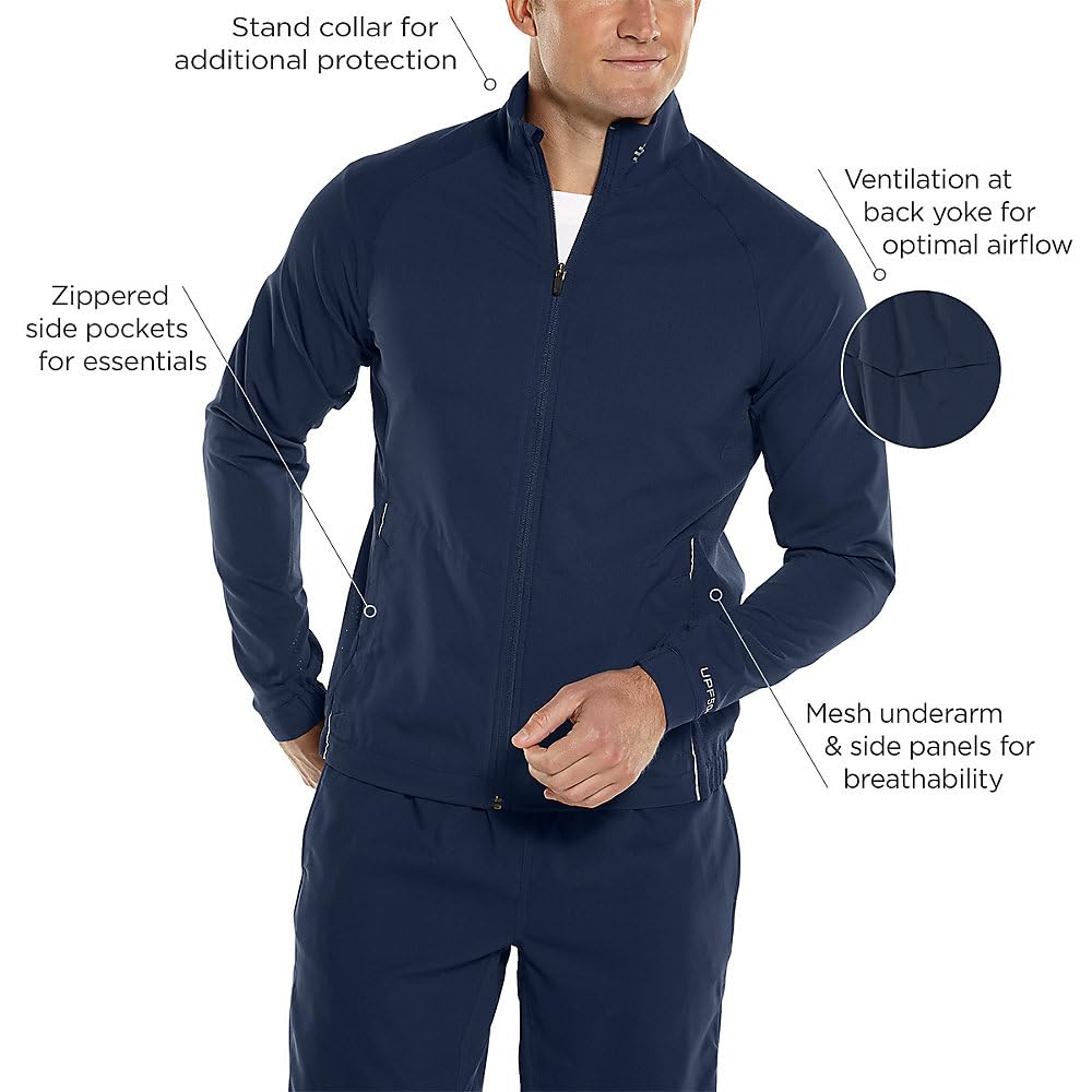 Coolibar UPF 50+ Men's Sun Protective Sport Jacket - Lightweight Breathable UV Protection for Hiking, Running & Outdoor Activities