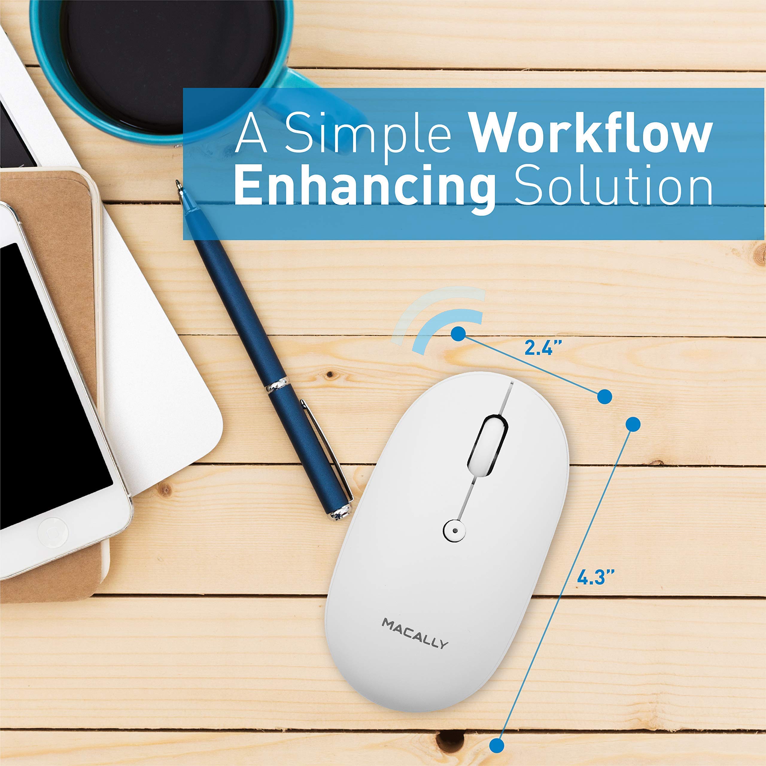 Macally Wireless Bluetooth Rechargeable Mouse and Keyboard Combo for Mac & PC - Slim Design, Long Battery Life | Perfect for Office, Home, and Travel Use