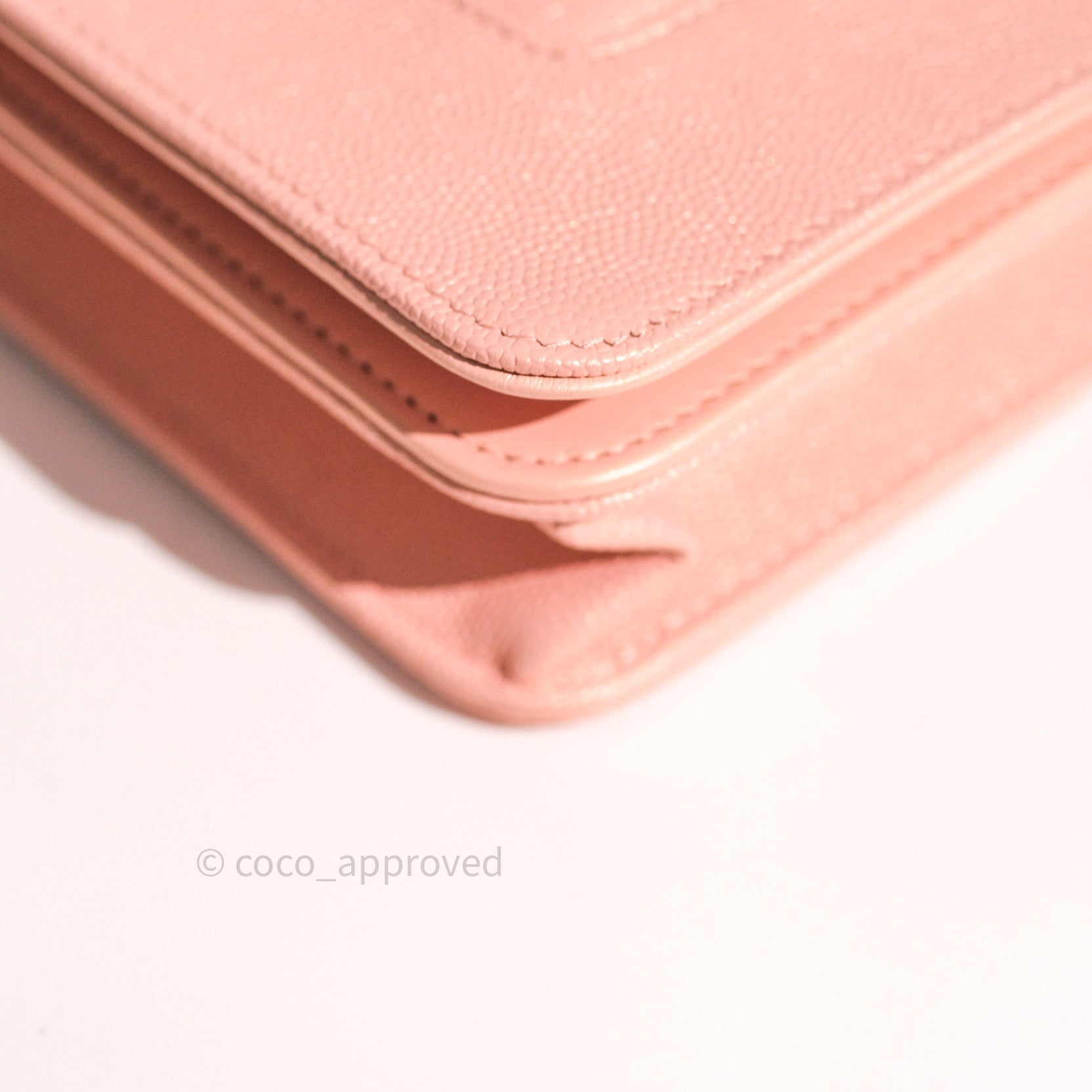 Chanel Chevron Wallet on Chain WOC Rose Gold Caviar Leather with Silver Hardware - Perfect for Evening Events & Luxury Fashion Accessories