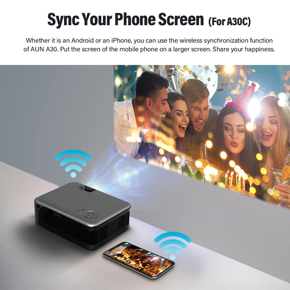 Mini Projector with Auto Focus & WiFi - Portable Home Theater Cinema, 4K LED Projector for Android, iPhone, PC, Laptop, PS5, TV Stick | Perfect for Movie Nights, Gaming & Office Presentations