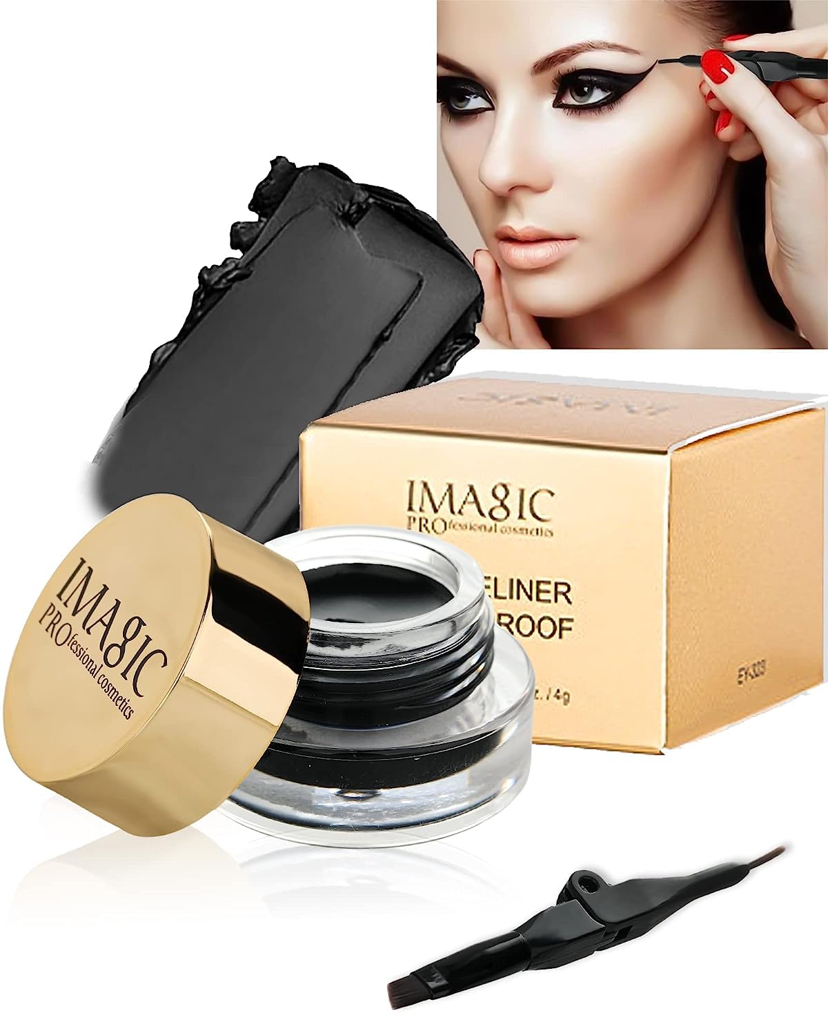 COSLUXE IMAGIC Gel Eyeliner - Long Lasting Waterproof Matte Eyeliner Cream with High-Intensity Pigments, Smudge-Proof Eye Makeup for Women & Girls (Black) | Perfect for Daytime Office Look & Nighttime Party Makeup
