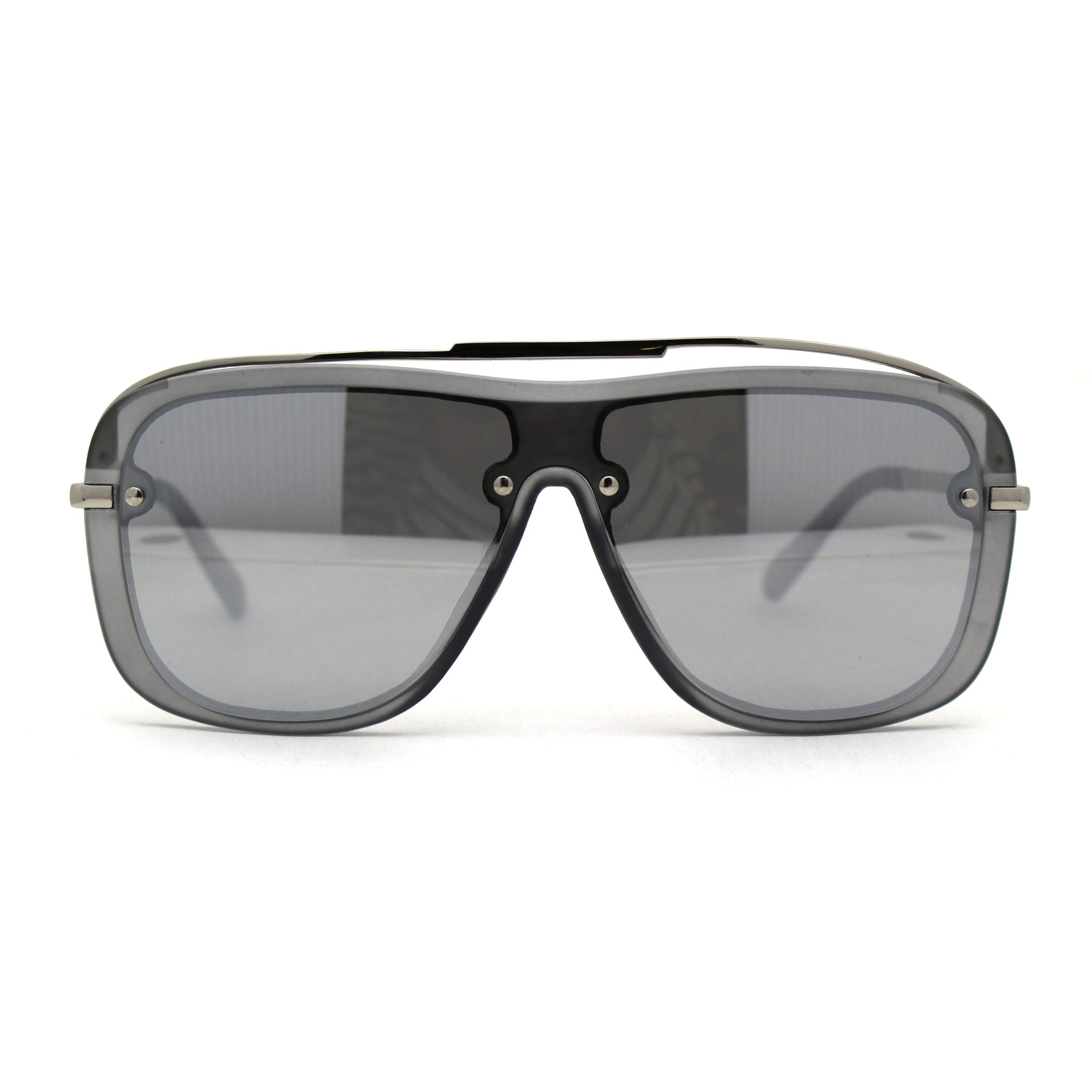 Shield Mobster Oversized Flat Top Racer Sunglasses for Men - UV Protection Polarized Vintage Aviator Style - Perfect for Driving, Outdoor Sports & Summer Fashion