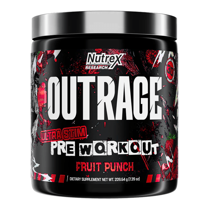 Nutrex Outrage Ultra Stim Pre Workout Powder - High Energy & Focus Supplement for Intense Workouts | Gym, Bodybuilding & Fitness Training