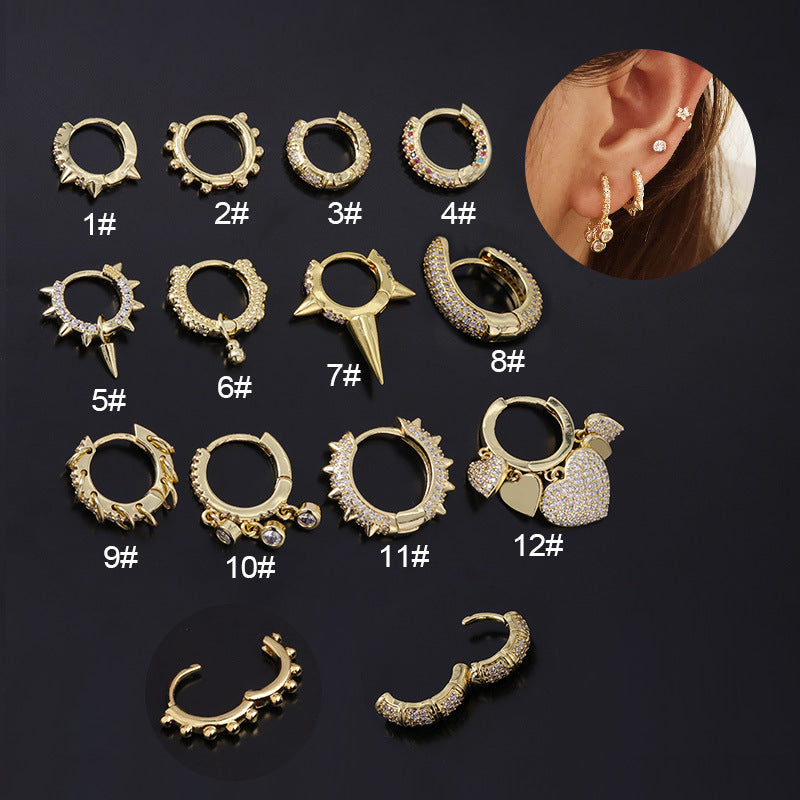 Hypoallergenic 18K Gold Cartilage Earrings for Upper Lobe Piercing - HSPJ314 | Dainty Jewelry for Everyday Wear & Special Occasions