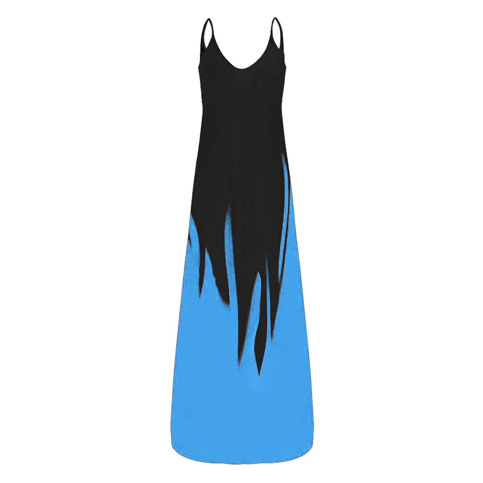 Trendy Plus Size Floral Print Sleeveless Maxi Dress for Women - Blue Summer Pullover O-Neck Long Dress | Perfect for Beach Vacations, Garden Parties & Casual Outings