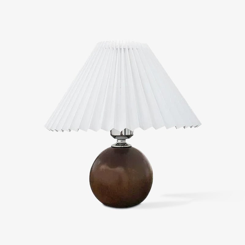 Modern Wooden Pleated Table Lamp - Handcrafted Natural Wood Nightstand Light for Bedroom, Living Room & Office - Warm Ambient Lighting for Home Decor