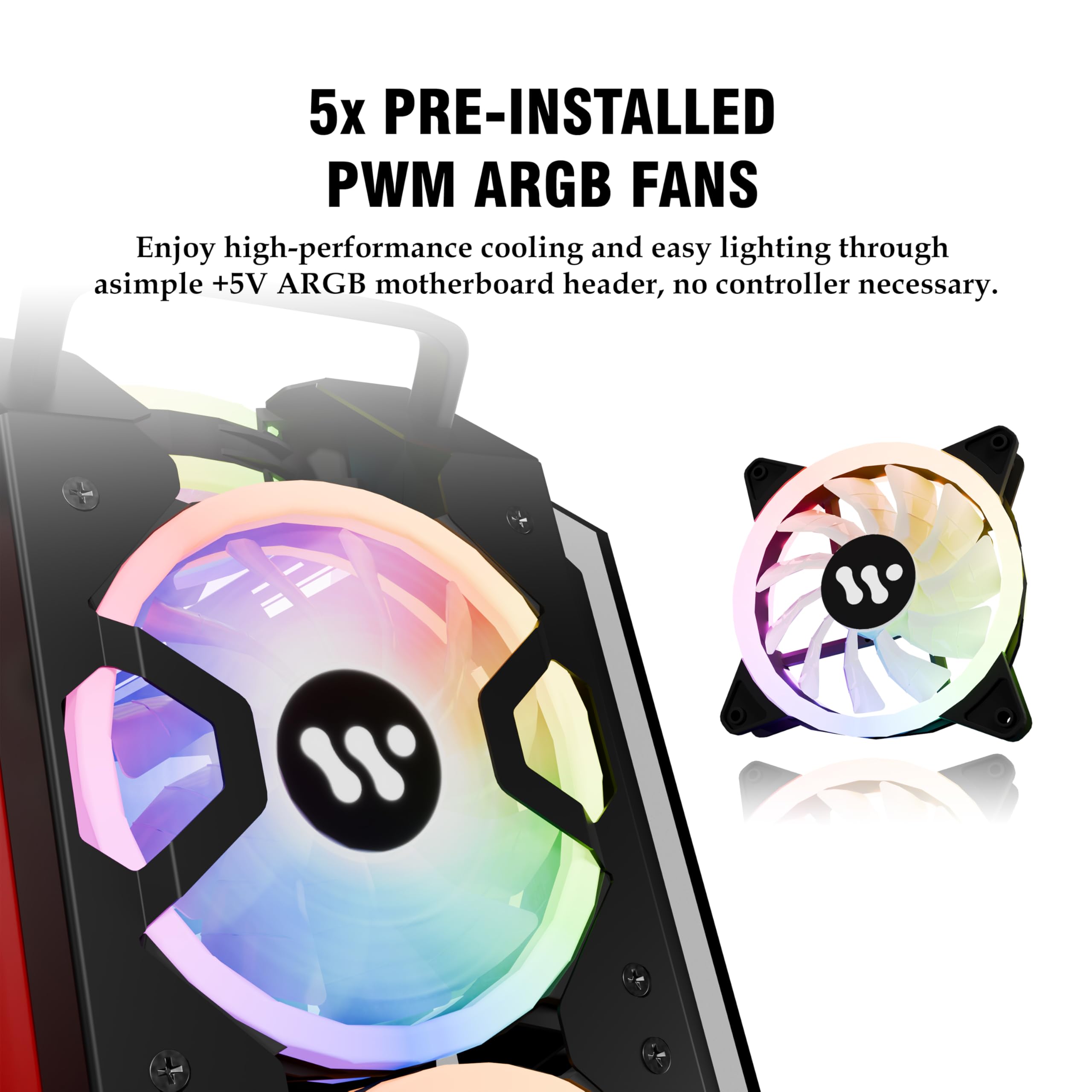 KEDIERS ATX Mid Tower Gaming PC Case - Tempered Glass Side Panel, 7 RGB Fans, High Airflow Design for Optimal Cooling | Perfect for Gaming Rigs, Workstations & Custom Builds